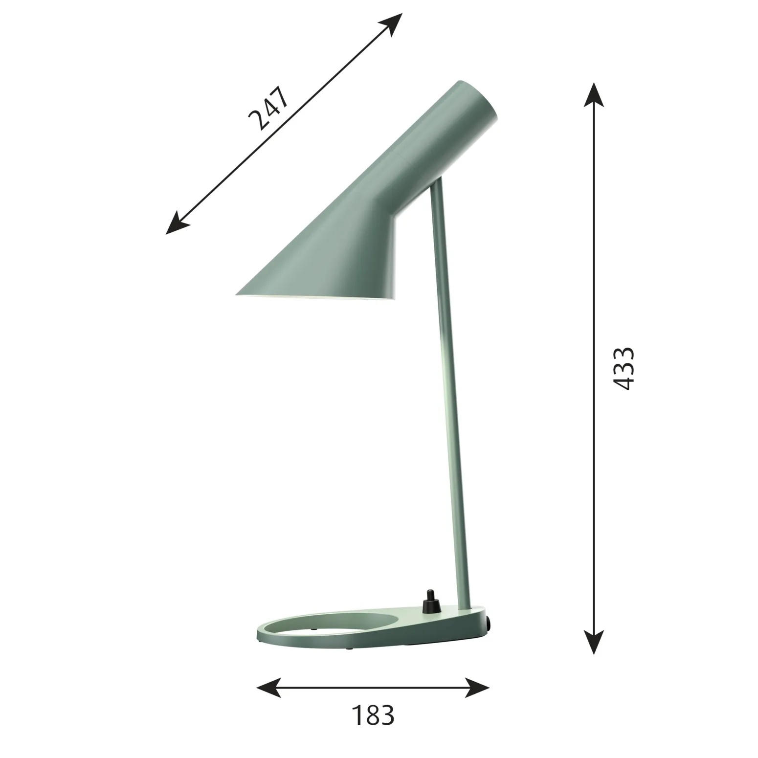 Lampe de table AJ MINI, Pétrole clair Louis Poulsen