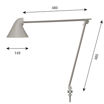 Lampe de table NJP Ø10mm - Gris clair - Louis Poulsen