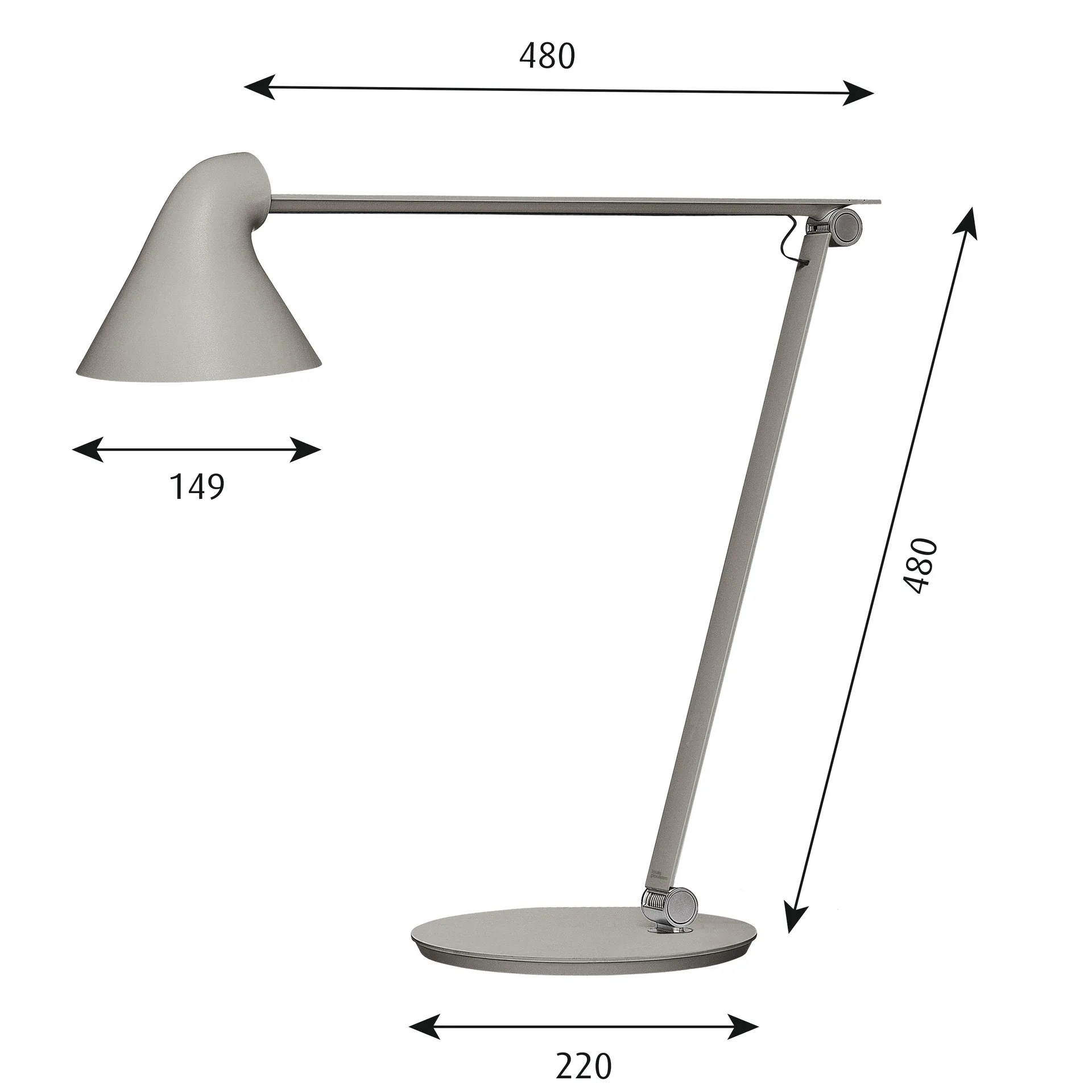 Lampe de table NJP, Gris clair Louis Poulsen