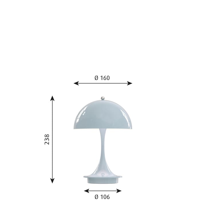 Lampe de table Panthella 160 Portable, Bleu clair Louis Poulsen