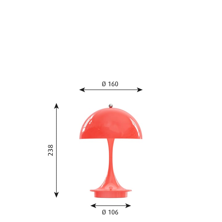 Lampe de table Panthella 160 Portable, Corail Louis Poulsen
