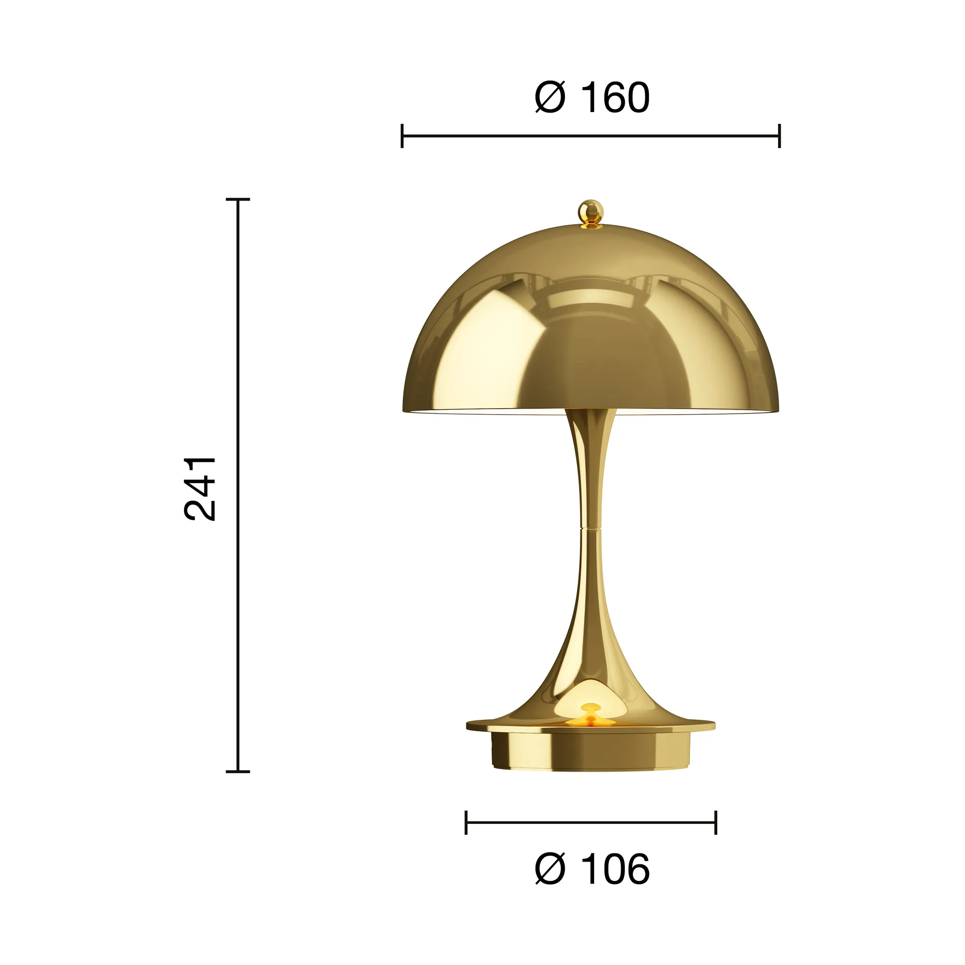 Lampe de table Panthella 160 Portable v3, Brass metallised Louis Poulsen
