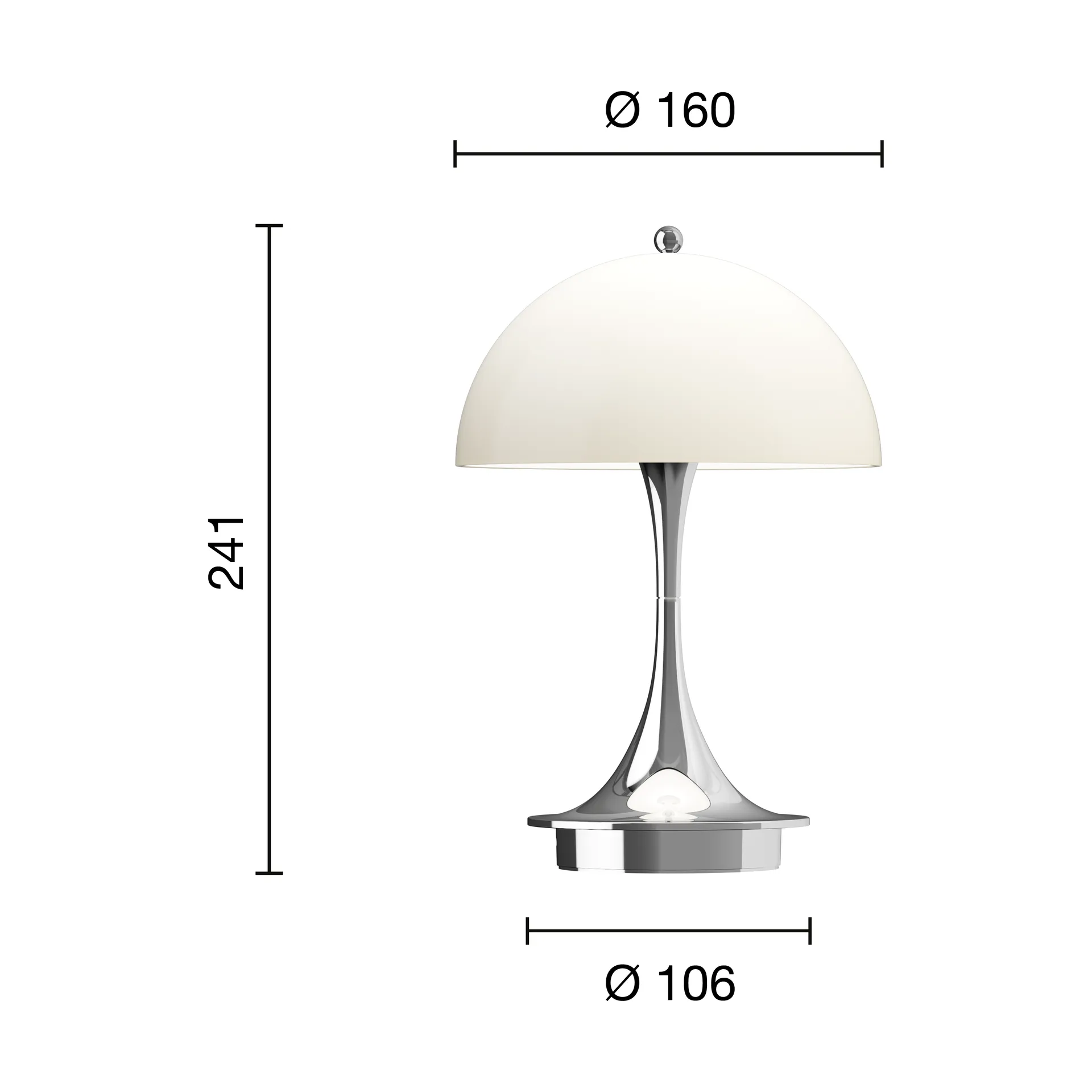 Lampe de table Panthella 160 Portable v3, Chrome opal beige Louis Poulsen