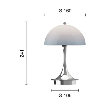 Lampe de table Panthella 160 Portable v3 - Chrome opal bluegrey - Louis Poulsen