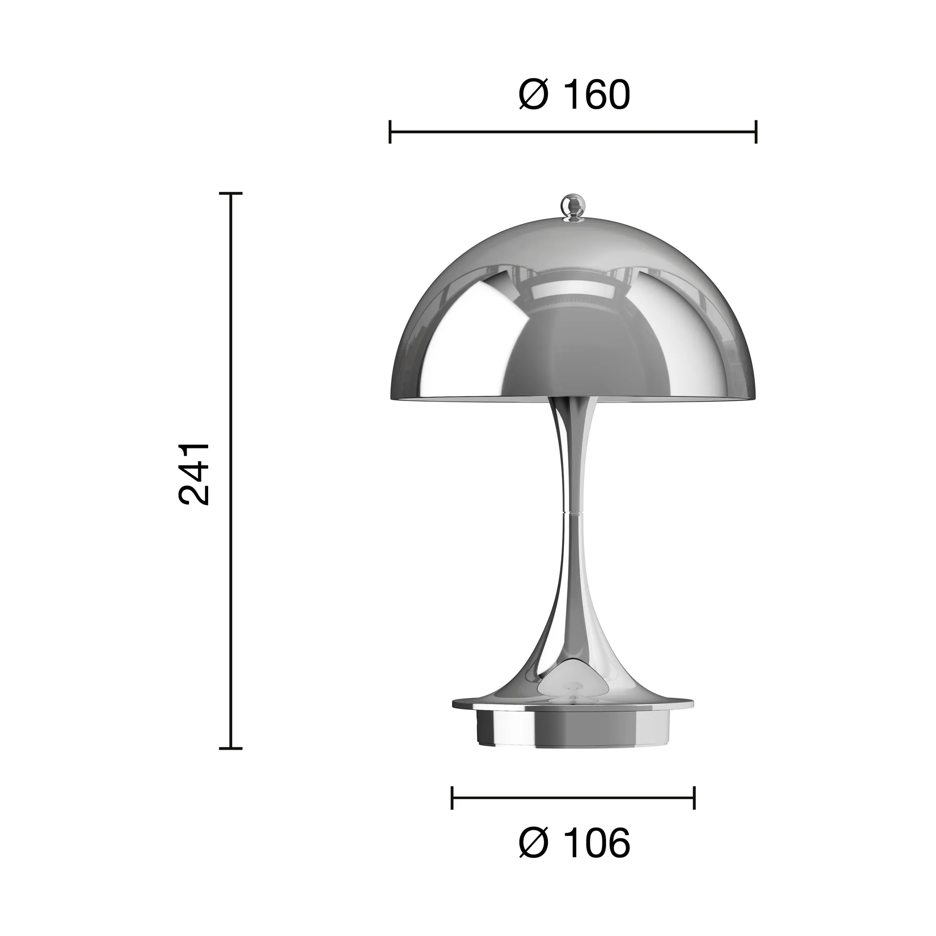 Lampe de table Panthella 160 Portable v3, Chrome Louis Poulsen