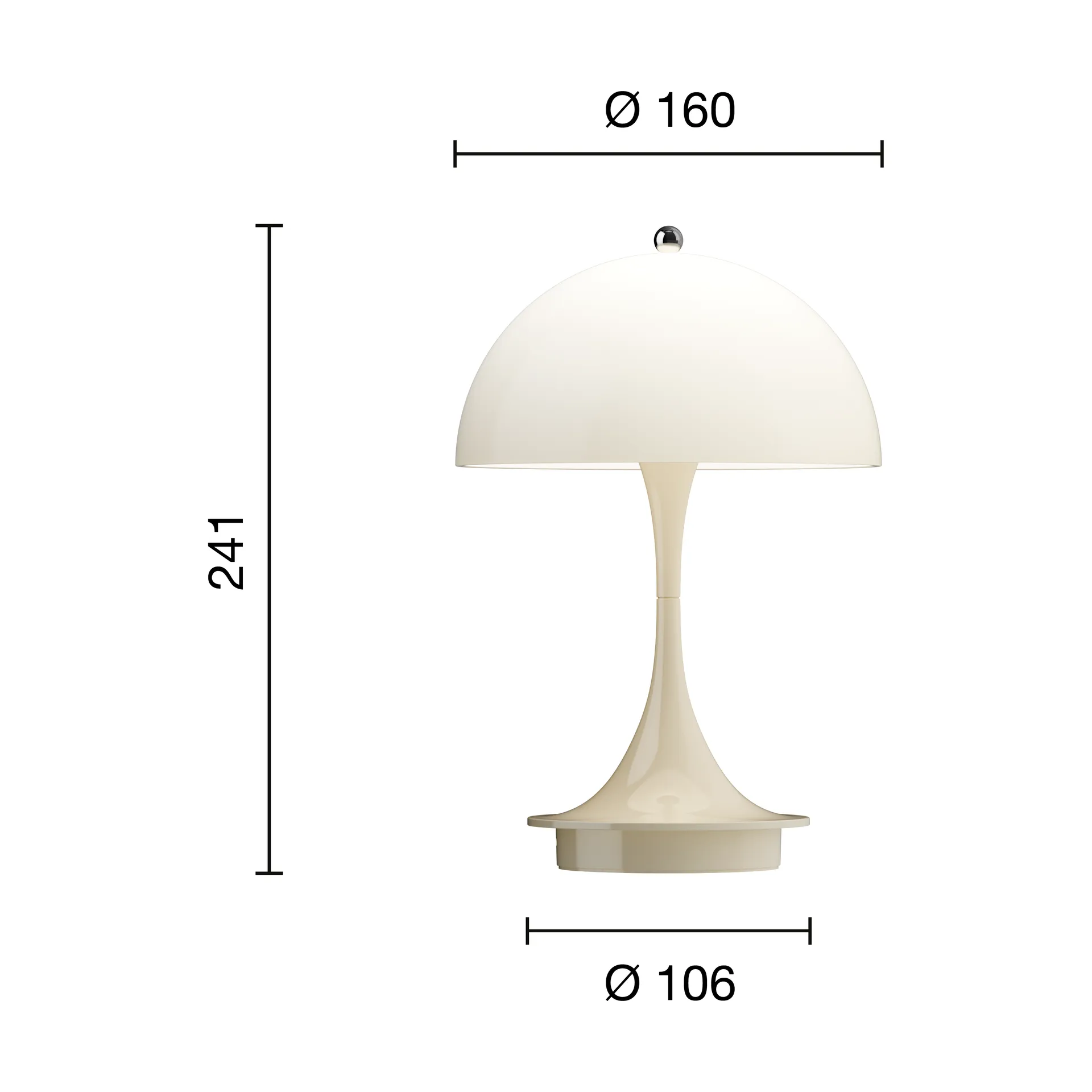 Lampe de table Panthella 160 Portable v3, Opal beige Louis Poulsen