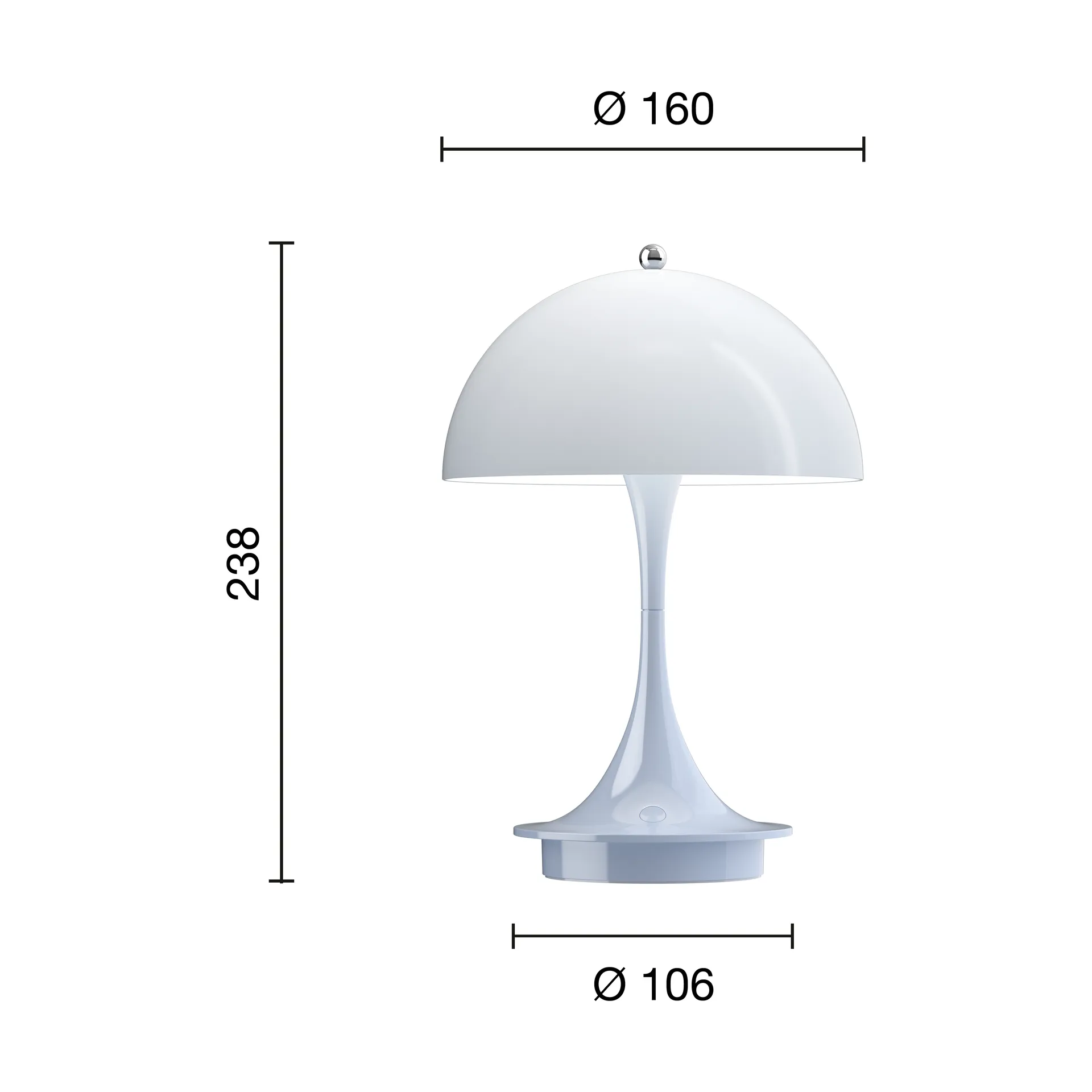 Lampe de table Panthella 160 Portable v3, Opal pale blue Louis Poulsen