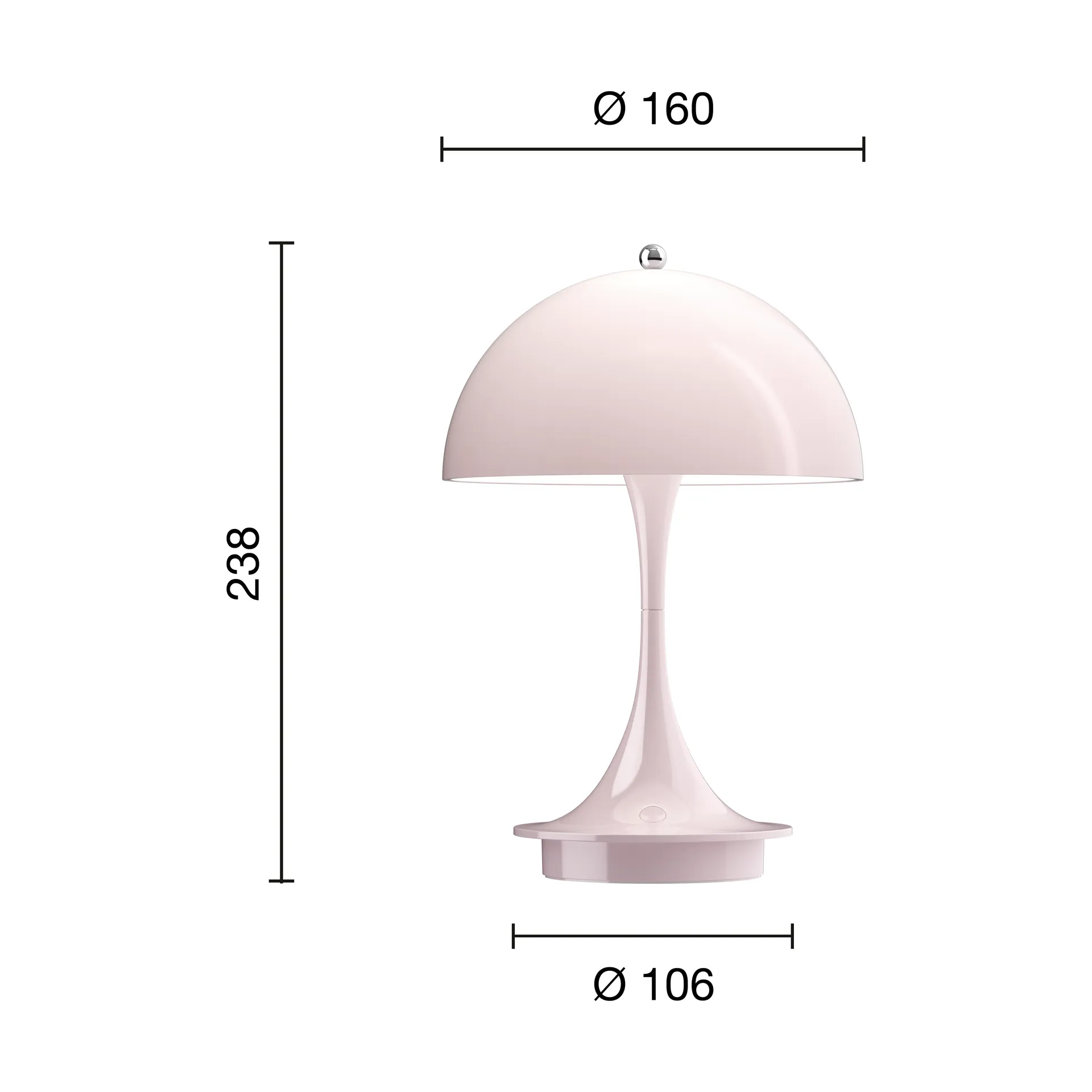 Lampe de table Panthella 160 Portable v3, Opal pale rose Louis Poulsen