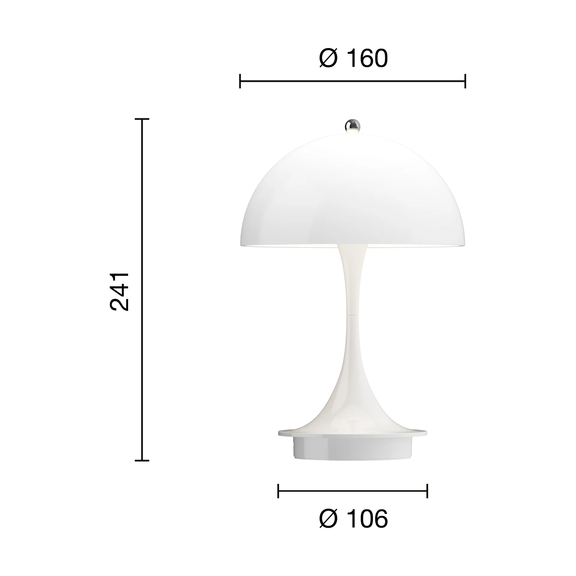 Lampe de table Panthella 160 Portable v3, Opal white Louis Poulsen