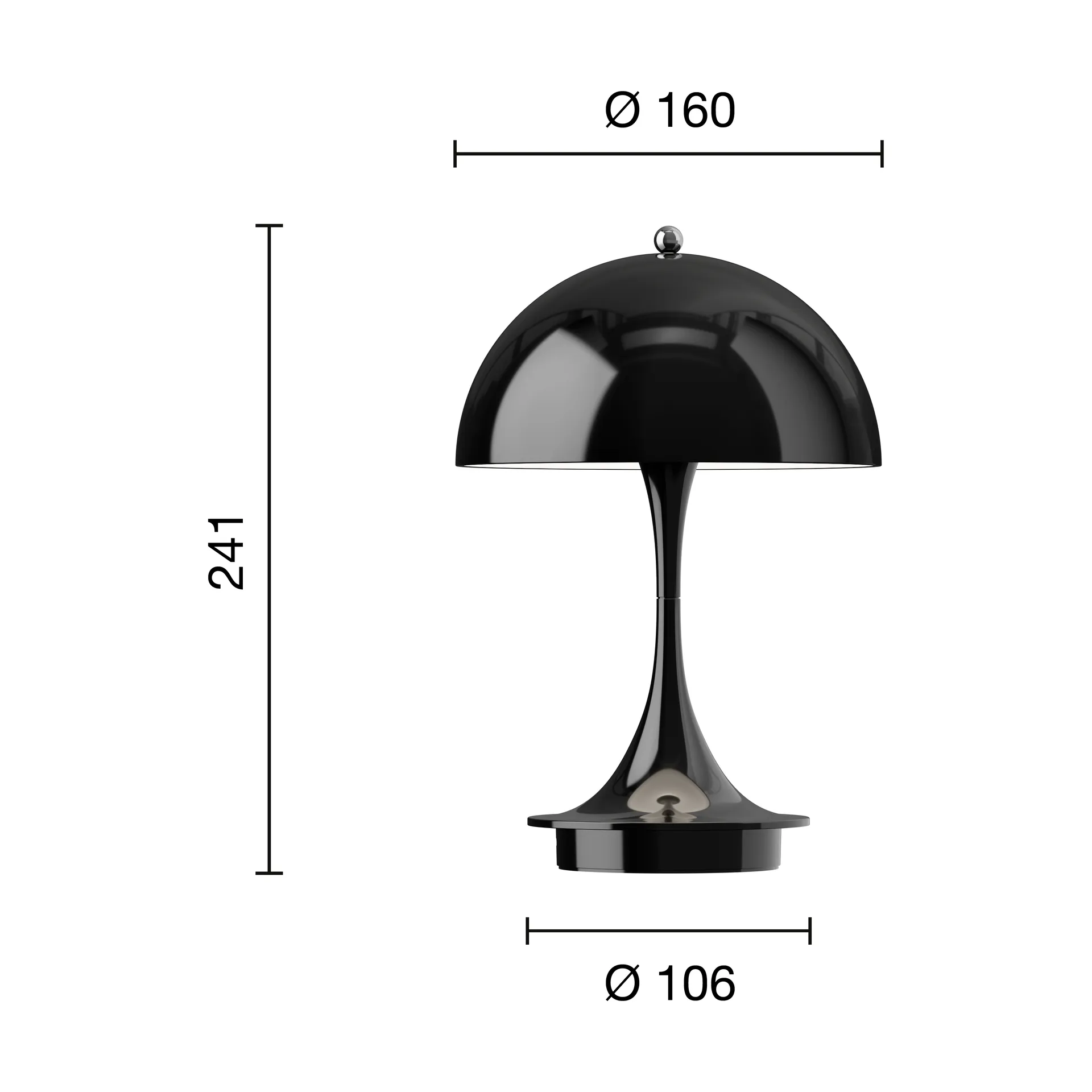 Lampe de table Panthella 160 Portable v3, Opaque black Louis Poulsen
