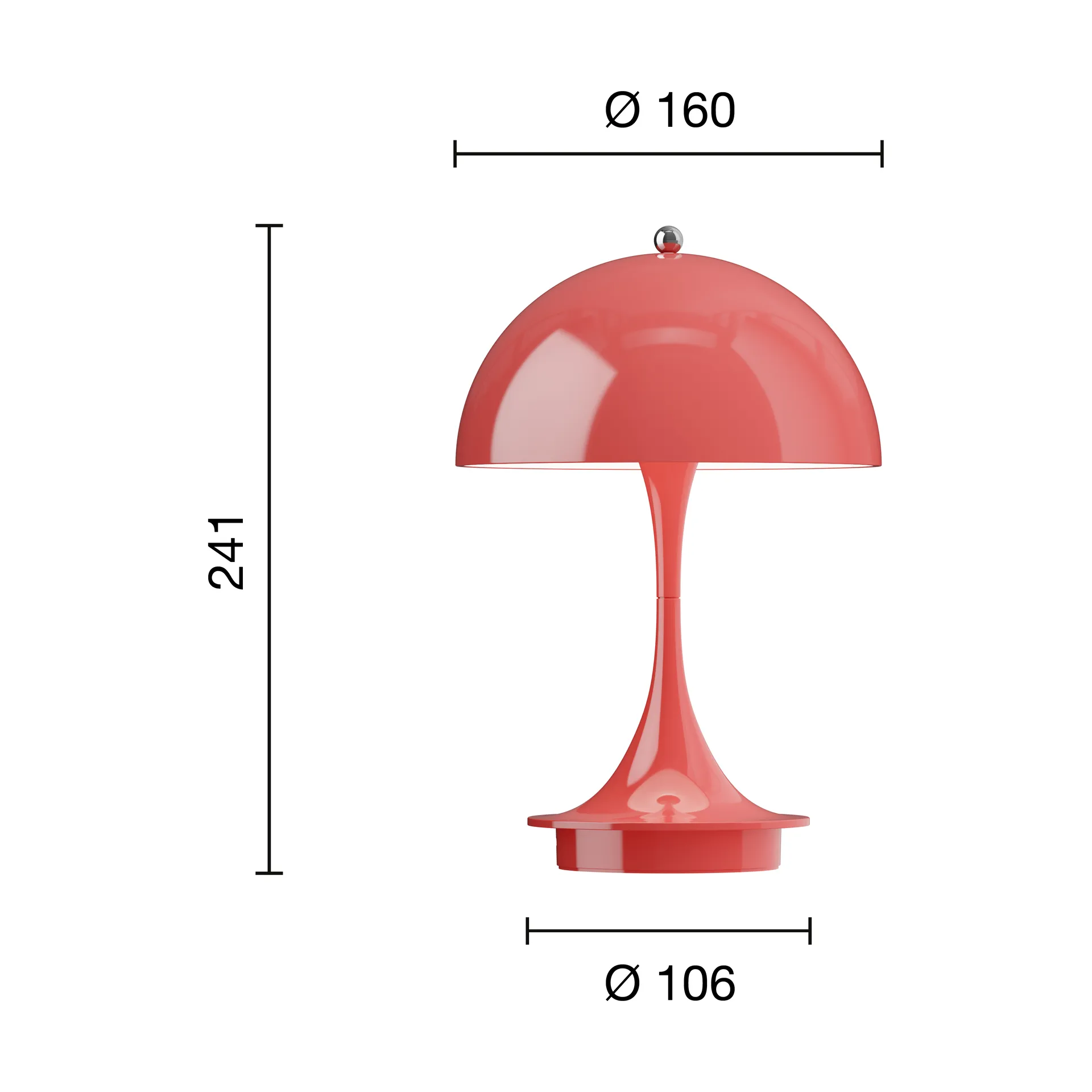 Lampe de table Panthella 160 Portable v3, Opaque coral Louis Poulsen