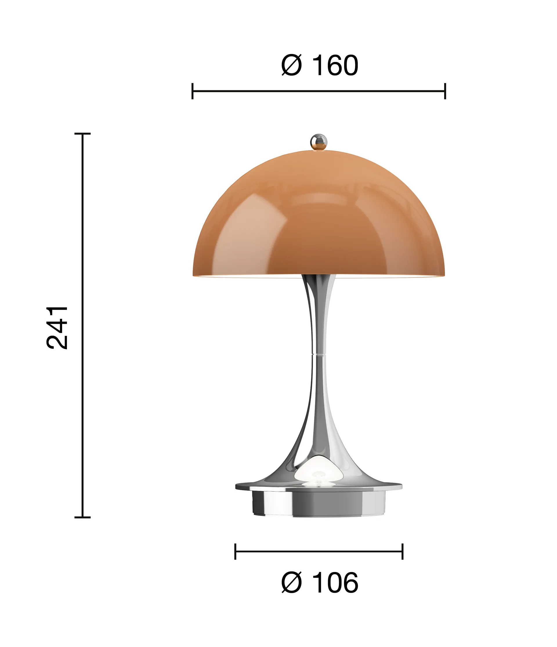 Lampe de table Panthella 160 Portable v3, Original Opal Brown Louis Poulsen