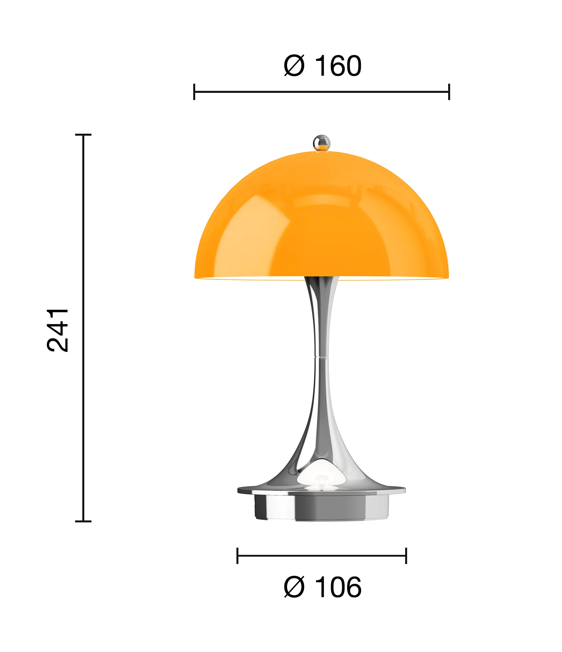 Lampe de table Panthella 160 Portable v3, Original Opal Orange Louis Poulsen