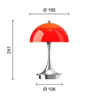 Lampe de table Panthella 160 Portable v3 - Original Opal Red - Louis Poulsen