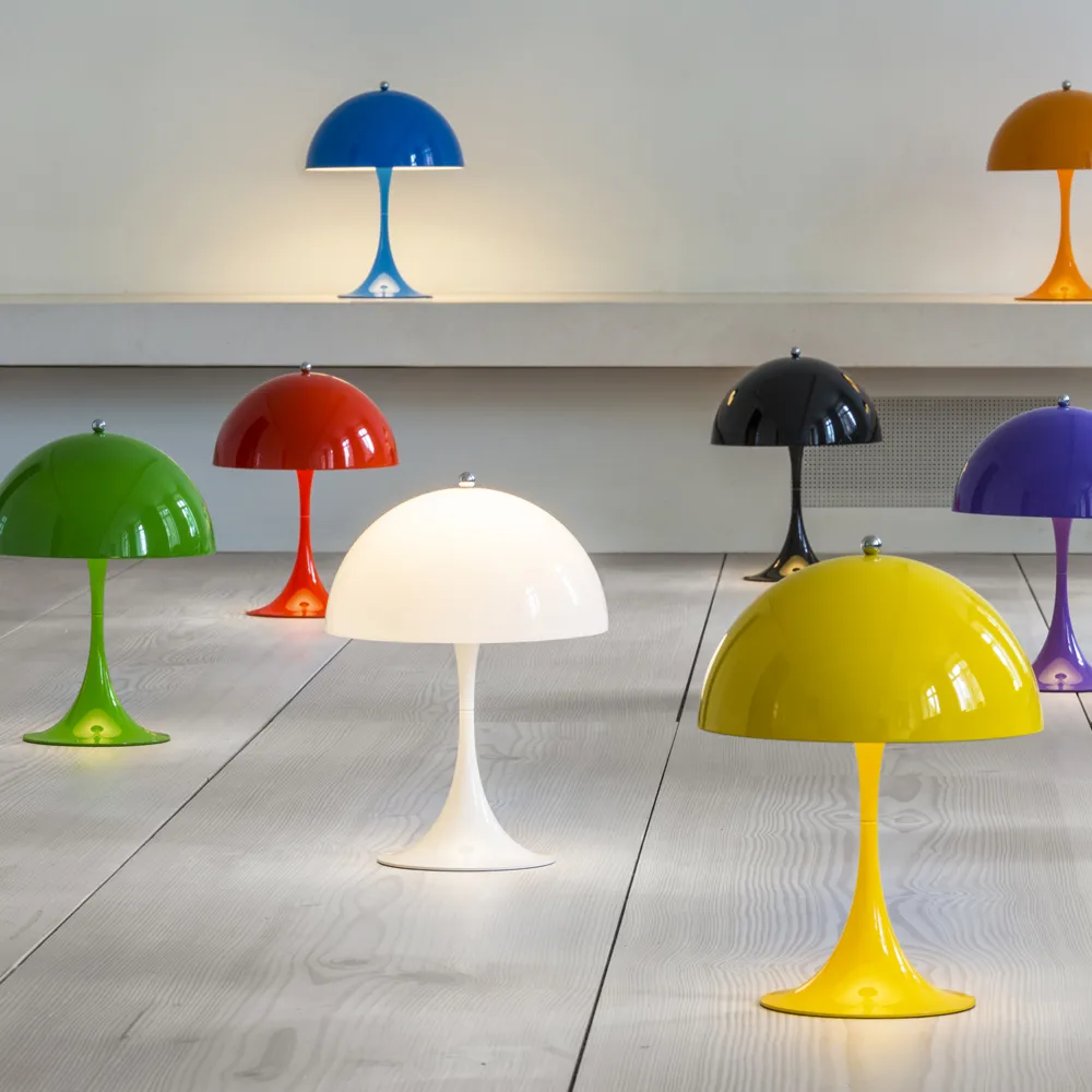 Lampe de table Panthella 250, Bleu-gris opale-chrome Louis Poulsen