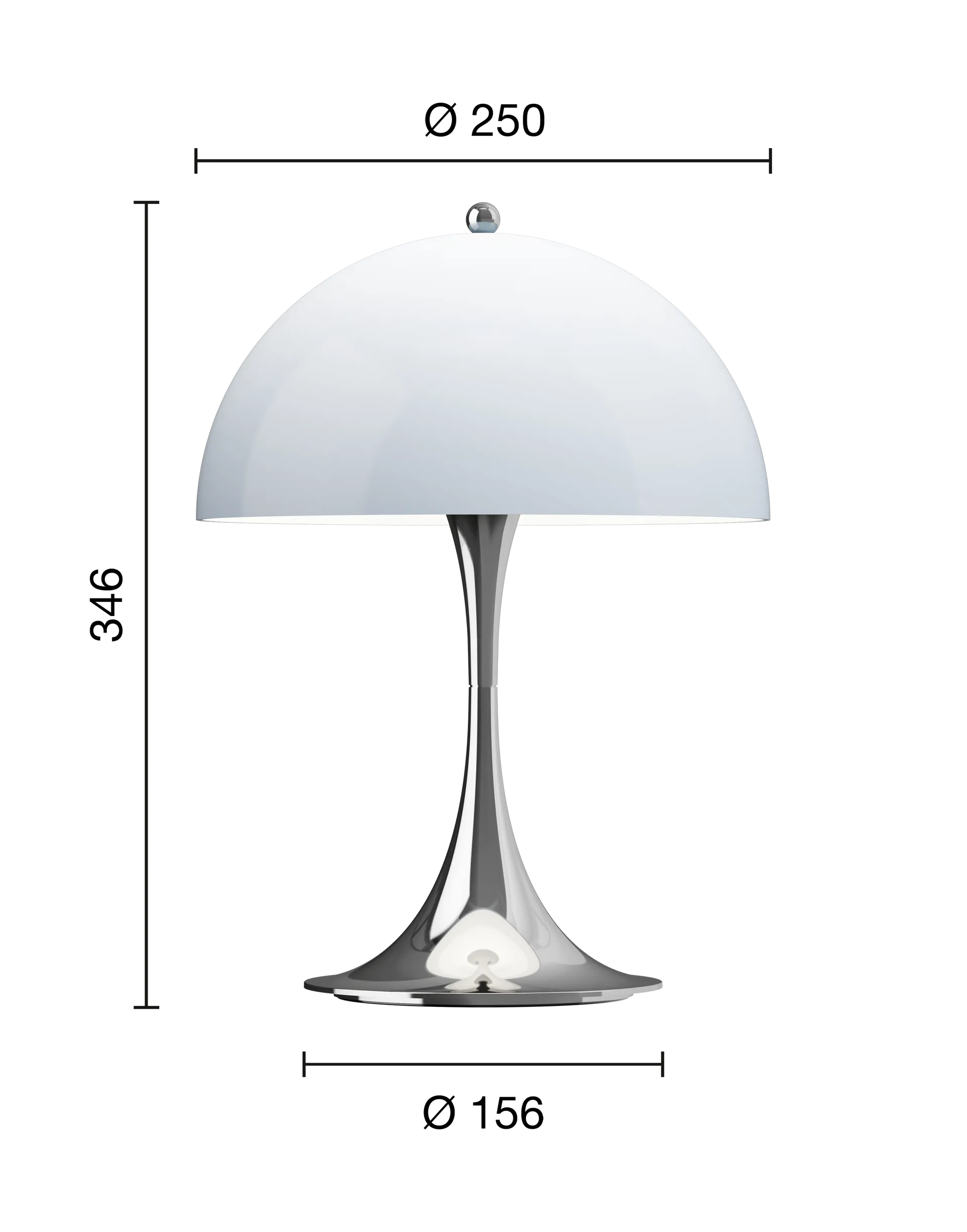 Lampe de table Panthella 250 Portable, Chrome opal blue grey Louis Poulsen