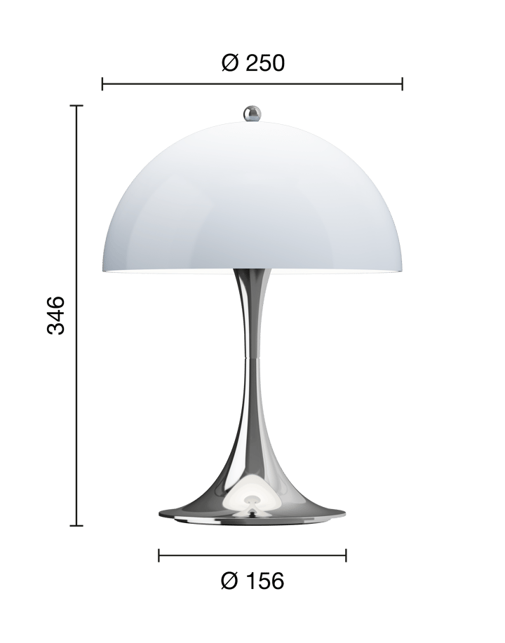 Lampe de table Panthella 250 Portable, Chrome opal blue grey Louis Poulsen
