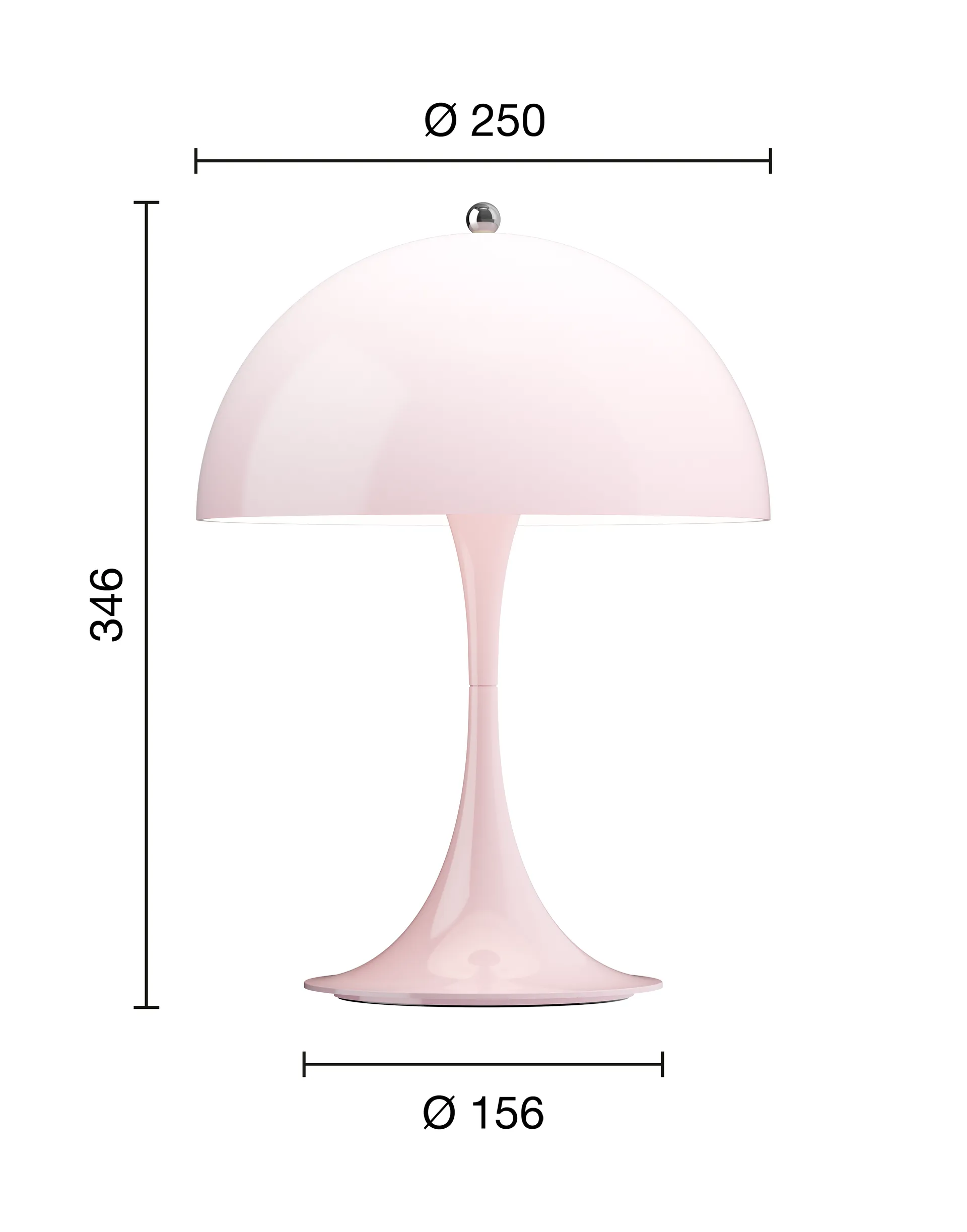 Lampe de table Panthella 250 Portable, Opal pale rose Louis Poulsen