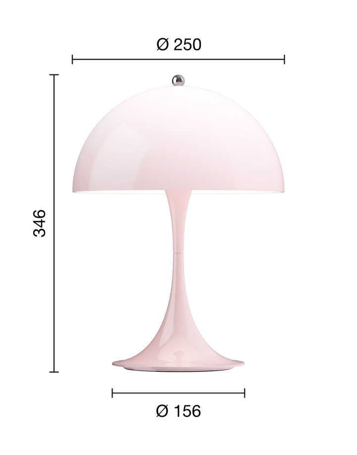 Lampe de table Panthella 250 Portable, Opal pale rose Louis Poulsen