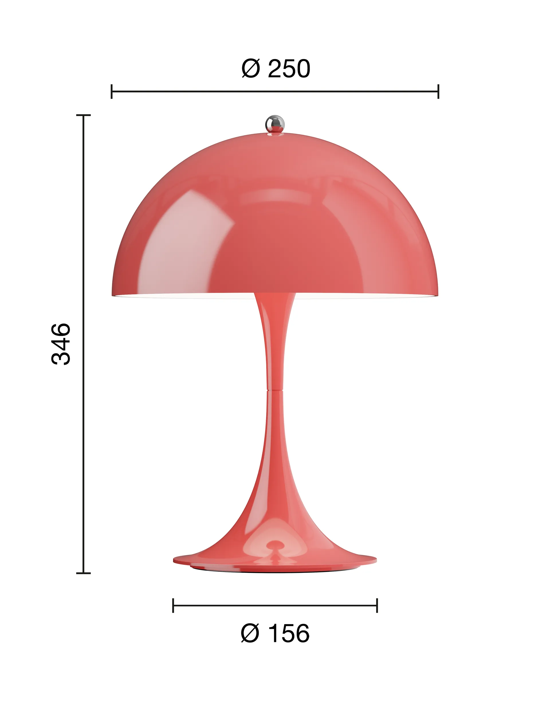 Lampe de table Panthella 250 Portable, Opaque coral Louis Poulsen