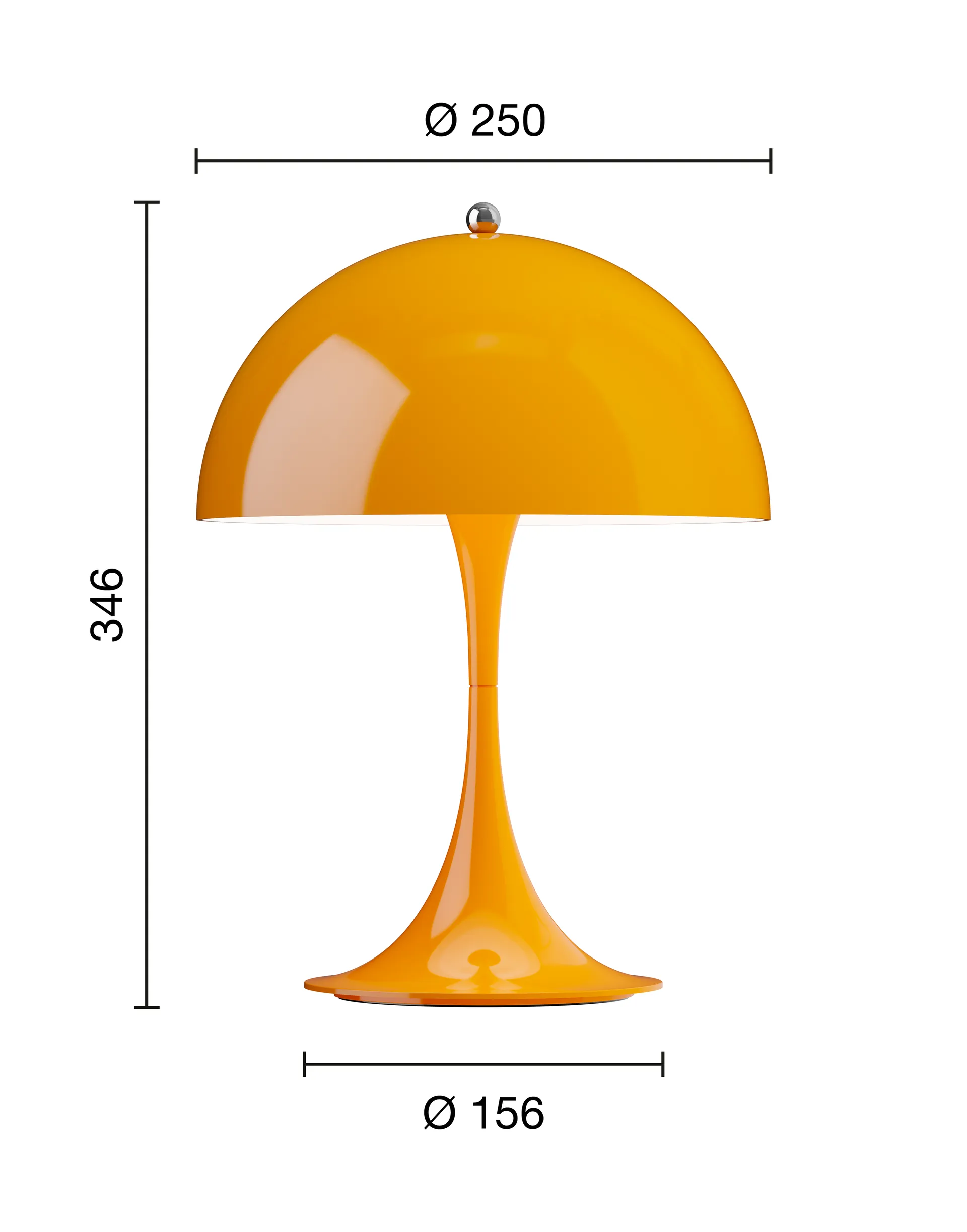 Lampe de table Panthella 250 Portable, Opaque orange Louis Poulsen