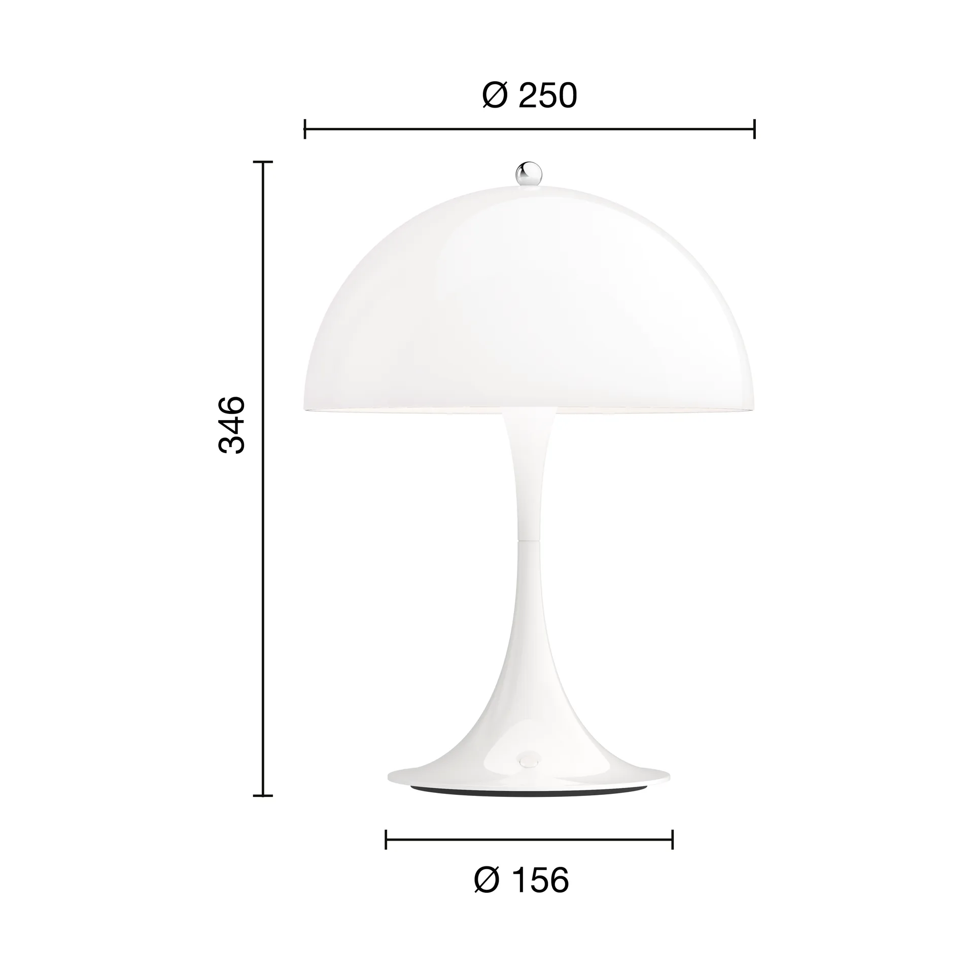 Lampe de table Panthella 250 Portable V3, Acrylique blanc opale Louis Poulsen