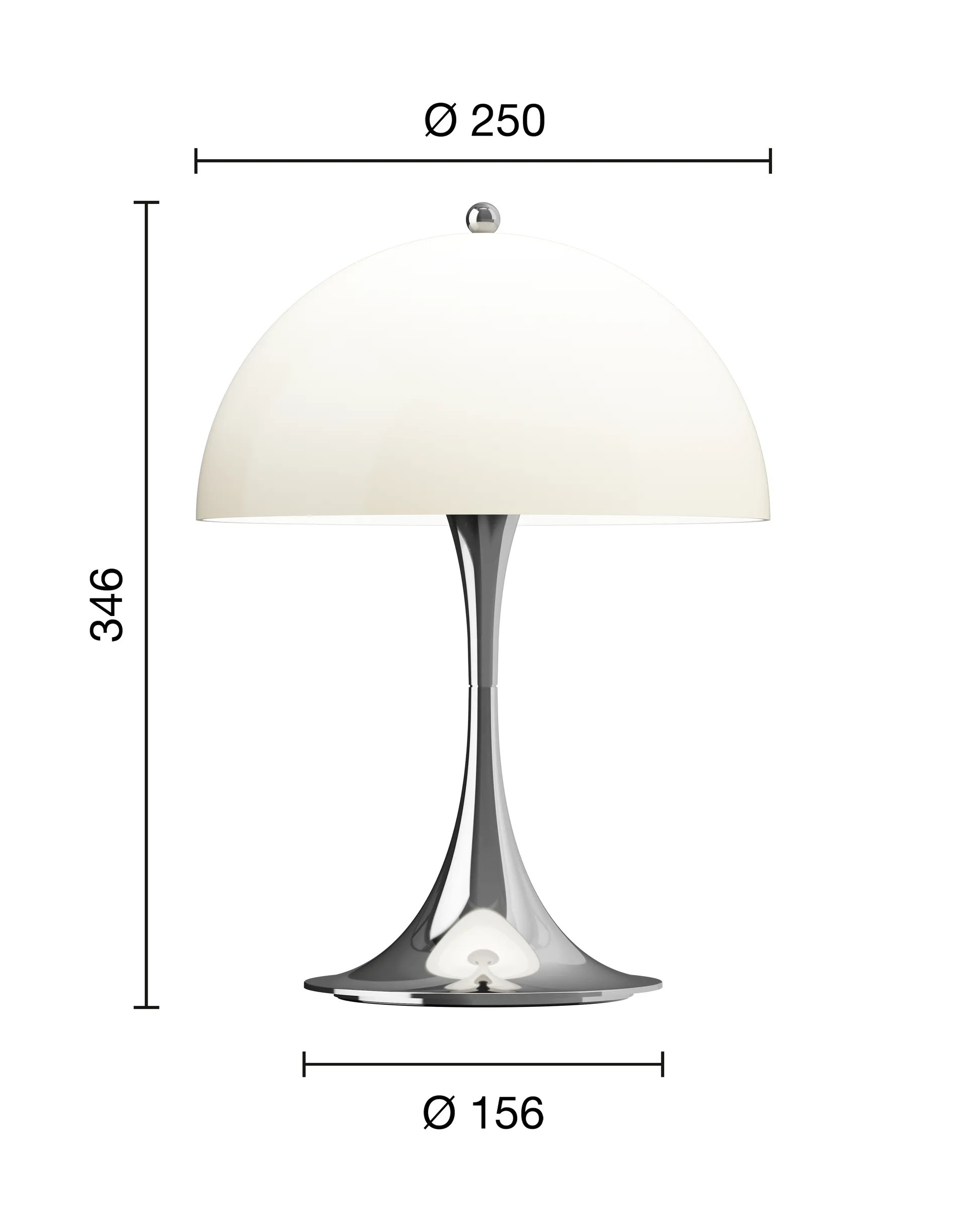 Lampe de table Panthella 250 Portable V3, Chrome opal beige Louis Poulsen