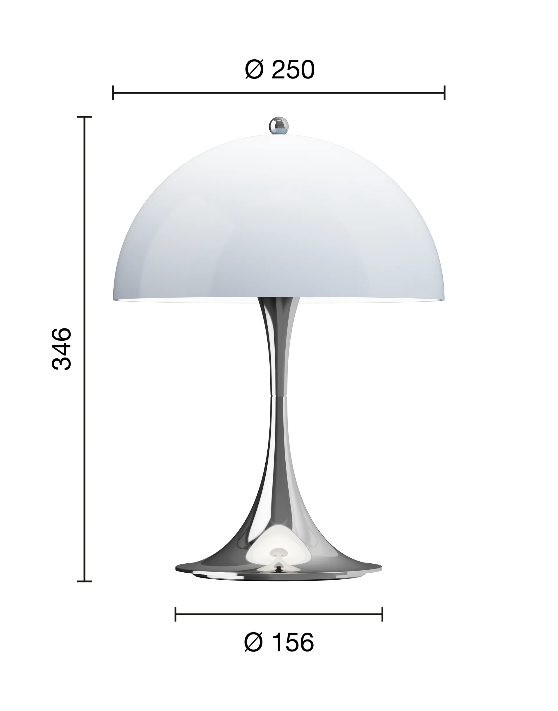 Lampe de table Panthella 250 Portable V3, Chrome opal blue grey Louis Poulsen