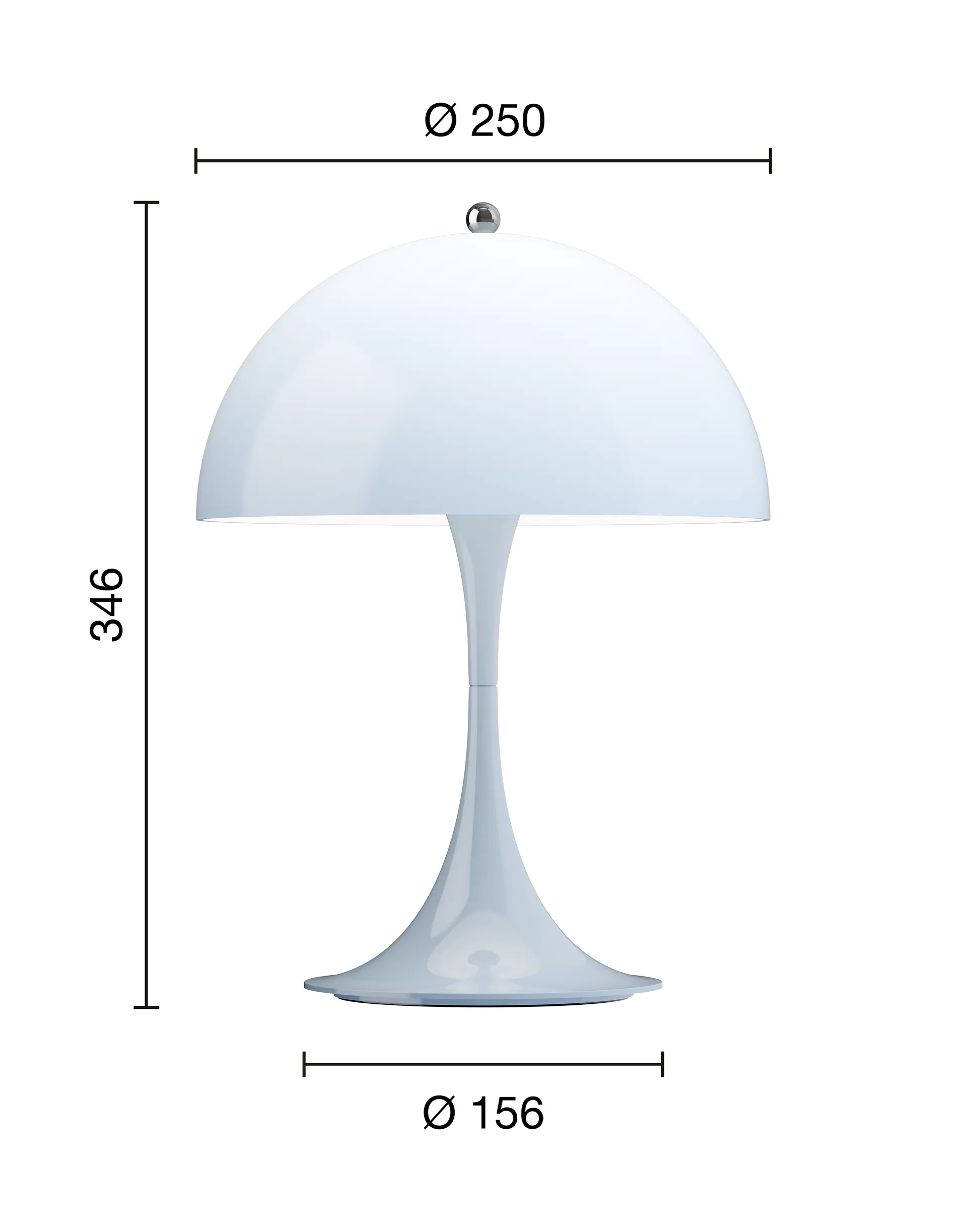 Lampe de table Panthella 250 Portable V3, Opal pale blue Louis Poulsen