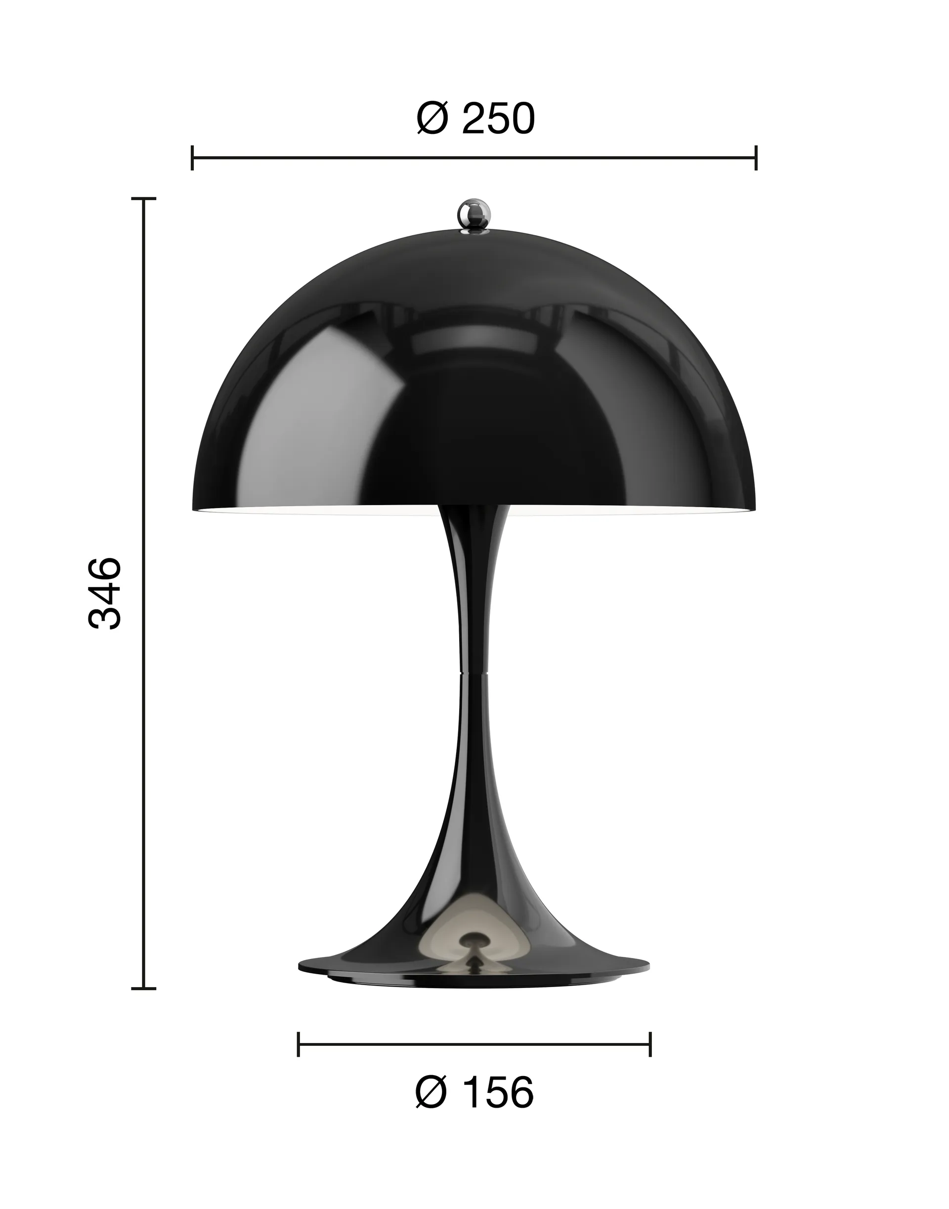 Lampe de table Panthella 250 Portable V3, Opaque black Louis Poulsen