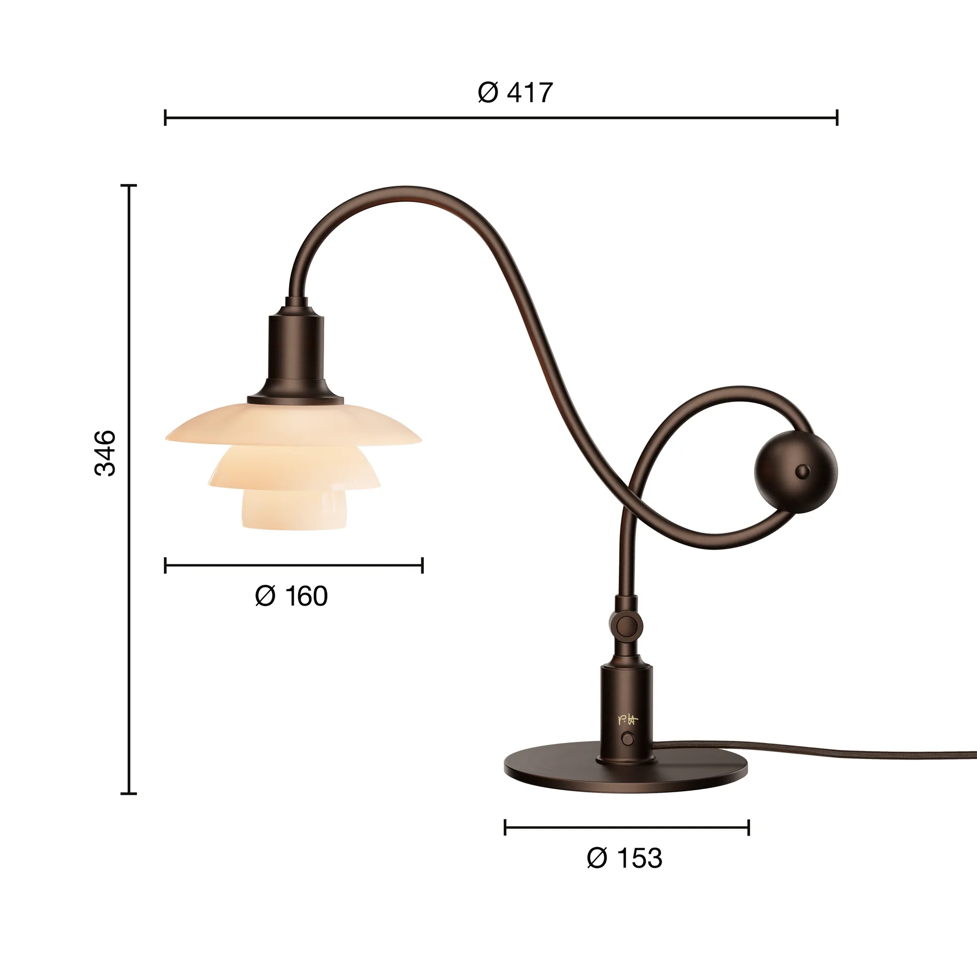 Lampe de table PH 1/1 Piano, Dusty terracotta Louis Poulsen