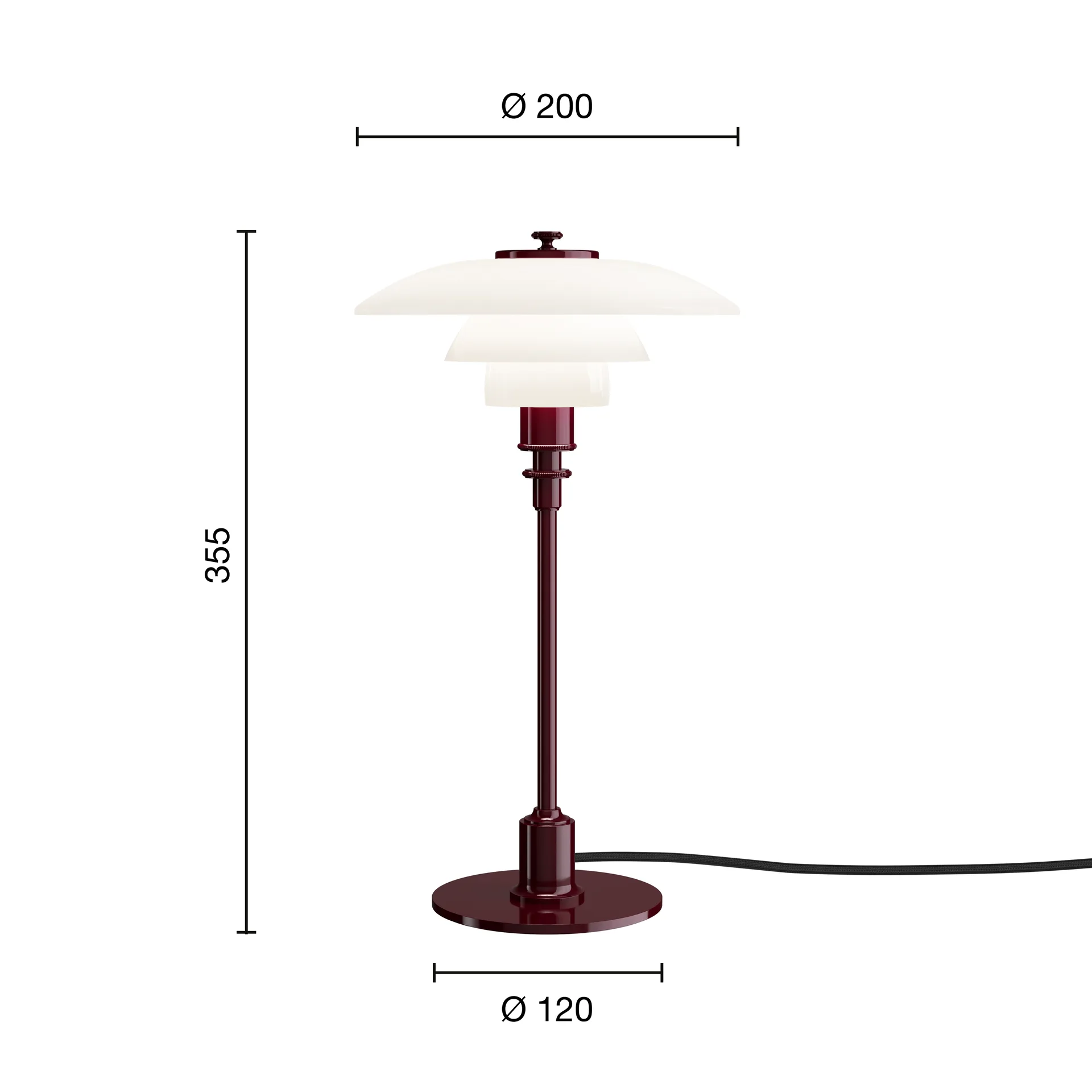 Lampe de table PH 2/1, Bordeaux glossy Louis Poulsen