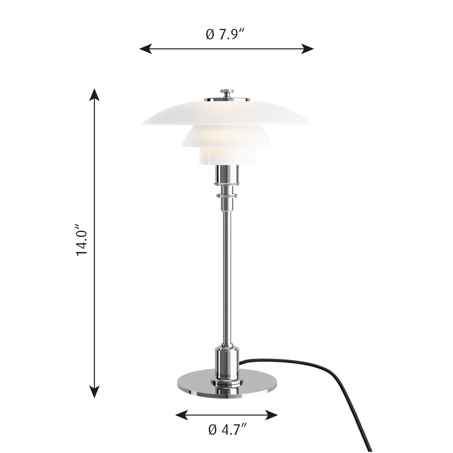 Lampe de table PH 2/1, Chrome Louis Poulsen