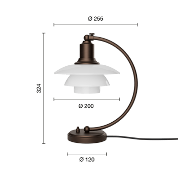 Lampe de table PH 2/2 Luna - Aged brass-verre opale - Louis Poulsen