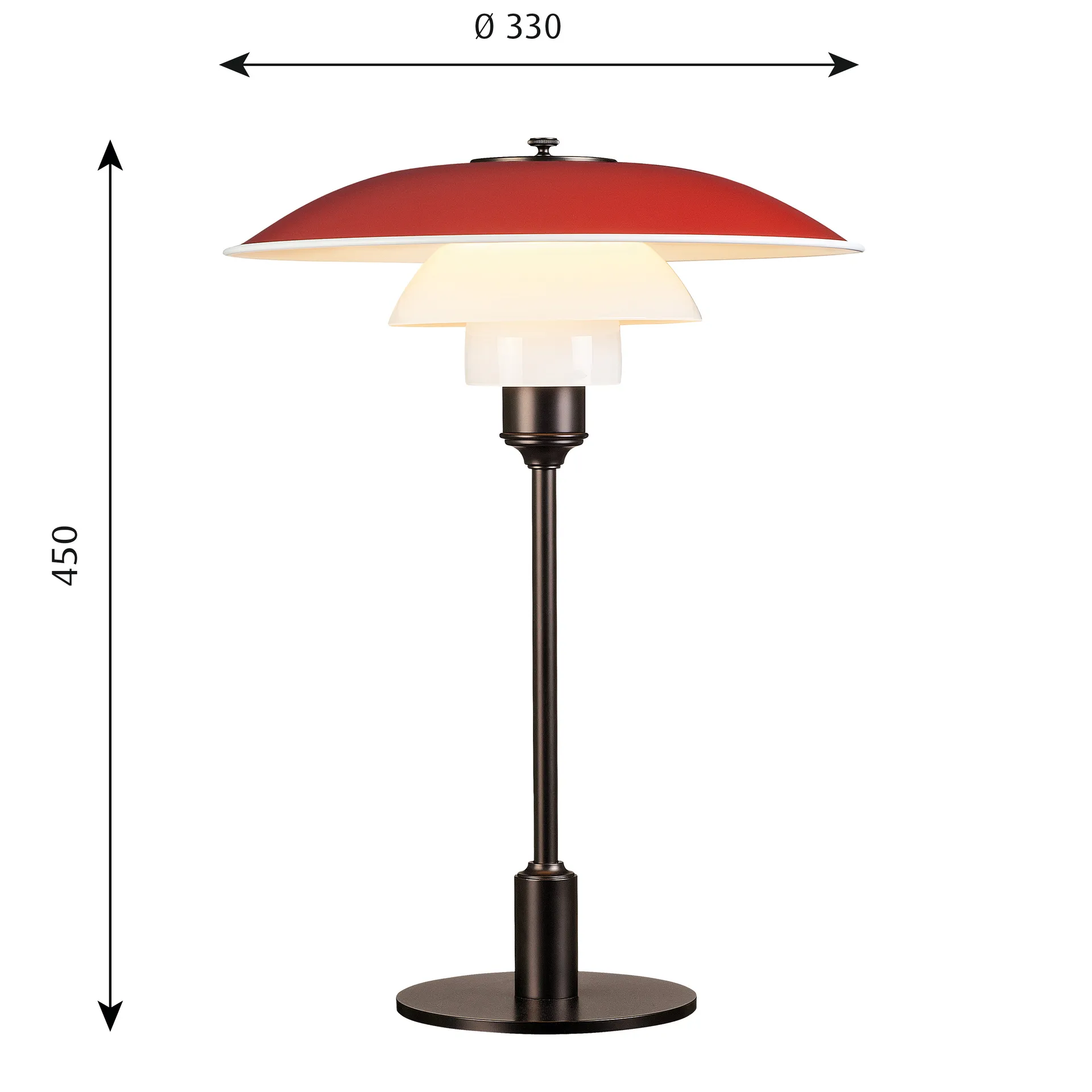 Lampe de table PH 3½-2½, Rouge Louis Poulsen