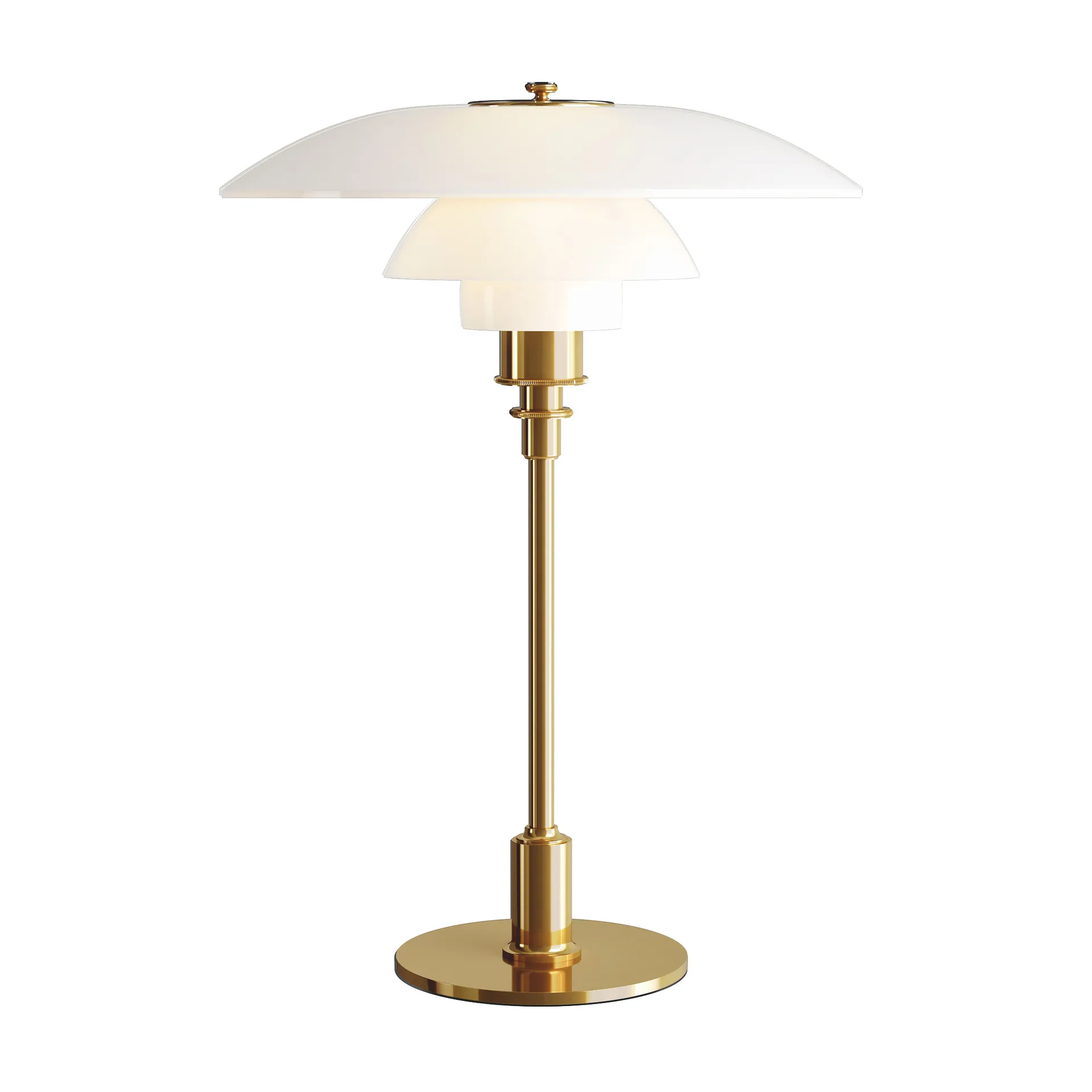 Lampe de table PH 3½-2½ verre opale, Laiton Louis Poulsen