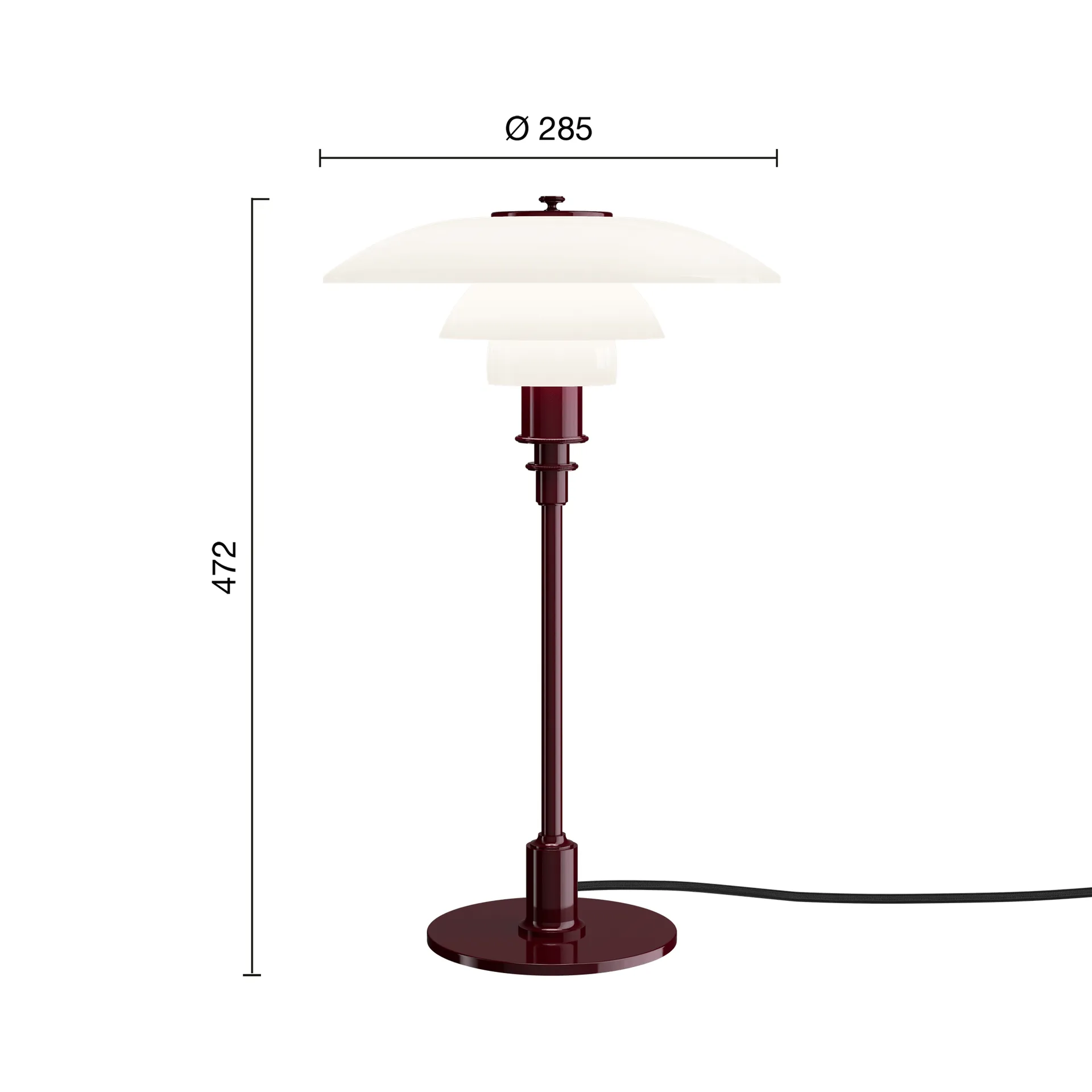 Lampe de table PH 3/2, Bordeaux glossy Louis Poulsen
