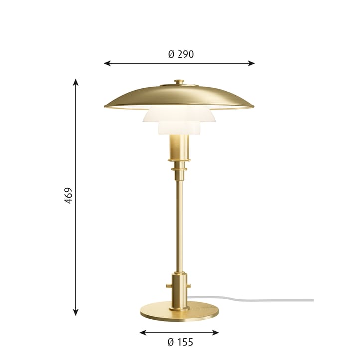 Lampe de table PH 3/2 Limited Edition, Laiton-Verre opale Louis Poulsen