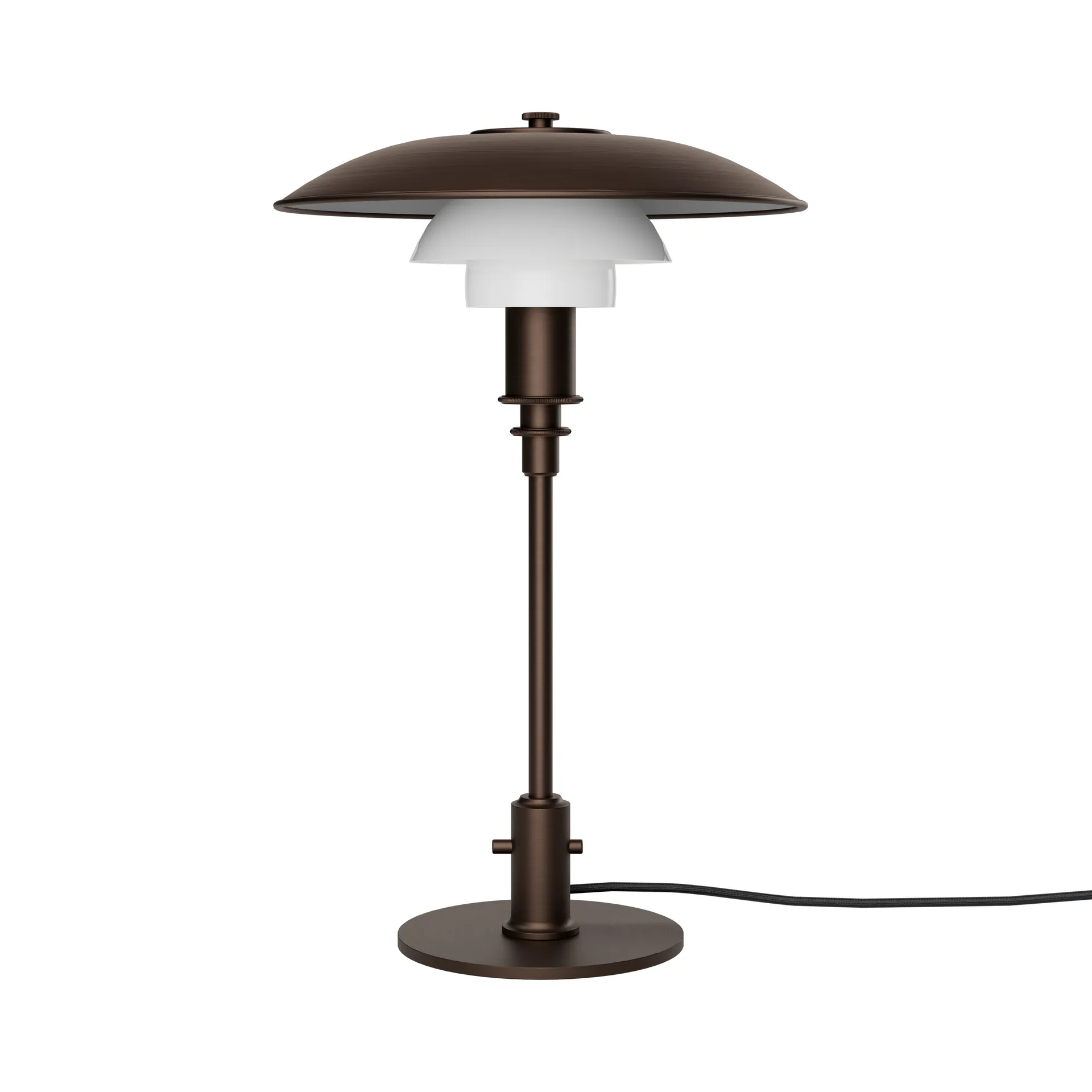 Lampe de table PH 3/2 Luna, Aged brass-verre opale Louis Poulsen