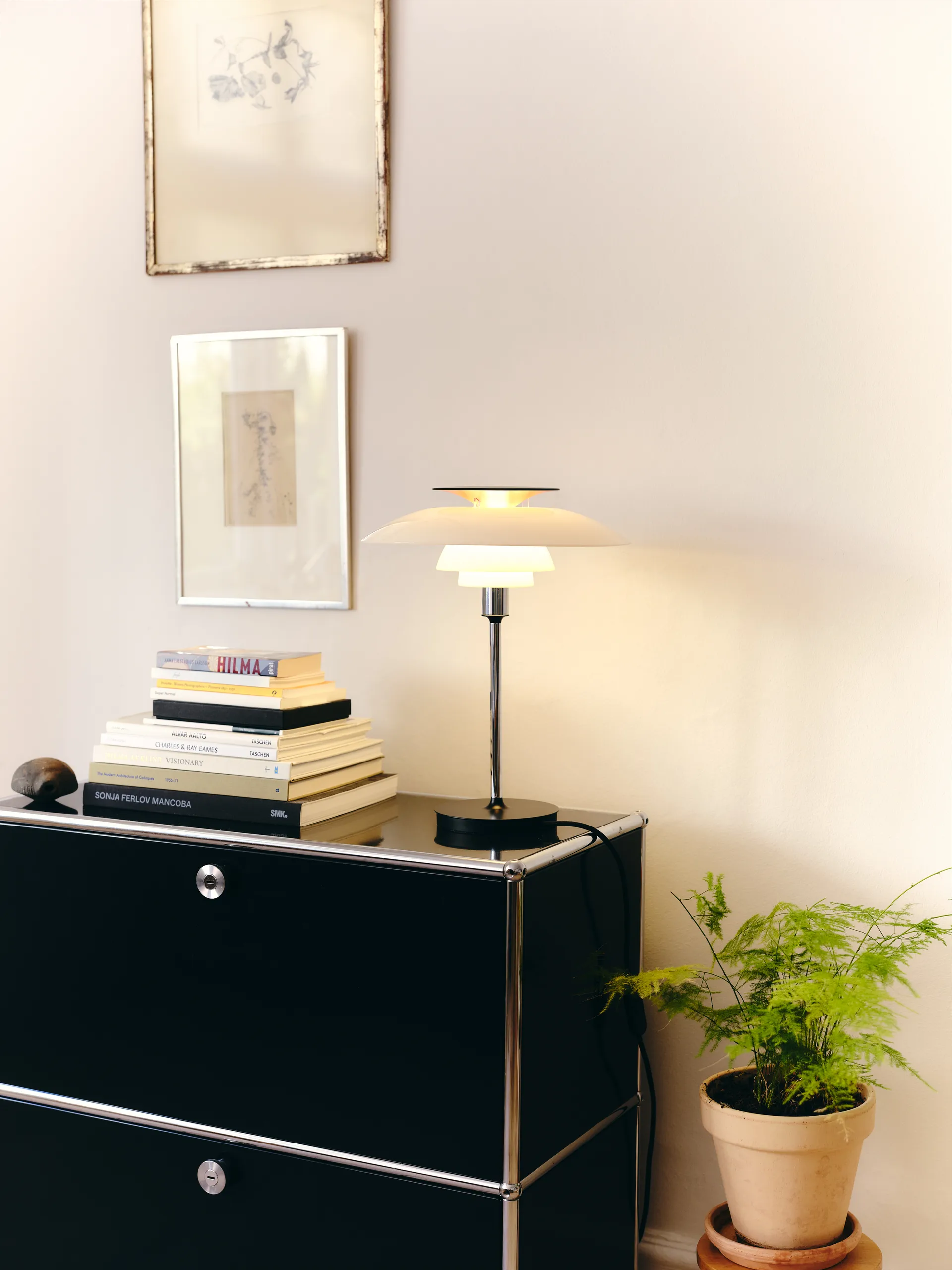 Lampe de table PH 80, Verre opalin blanc, chromé Louis Poulsen