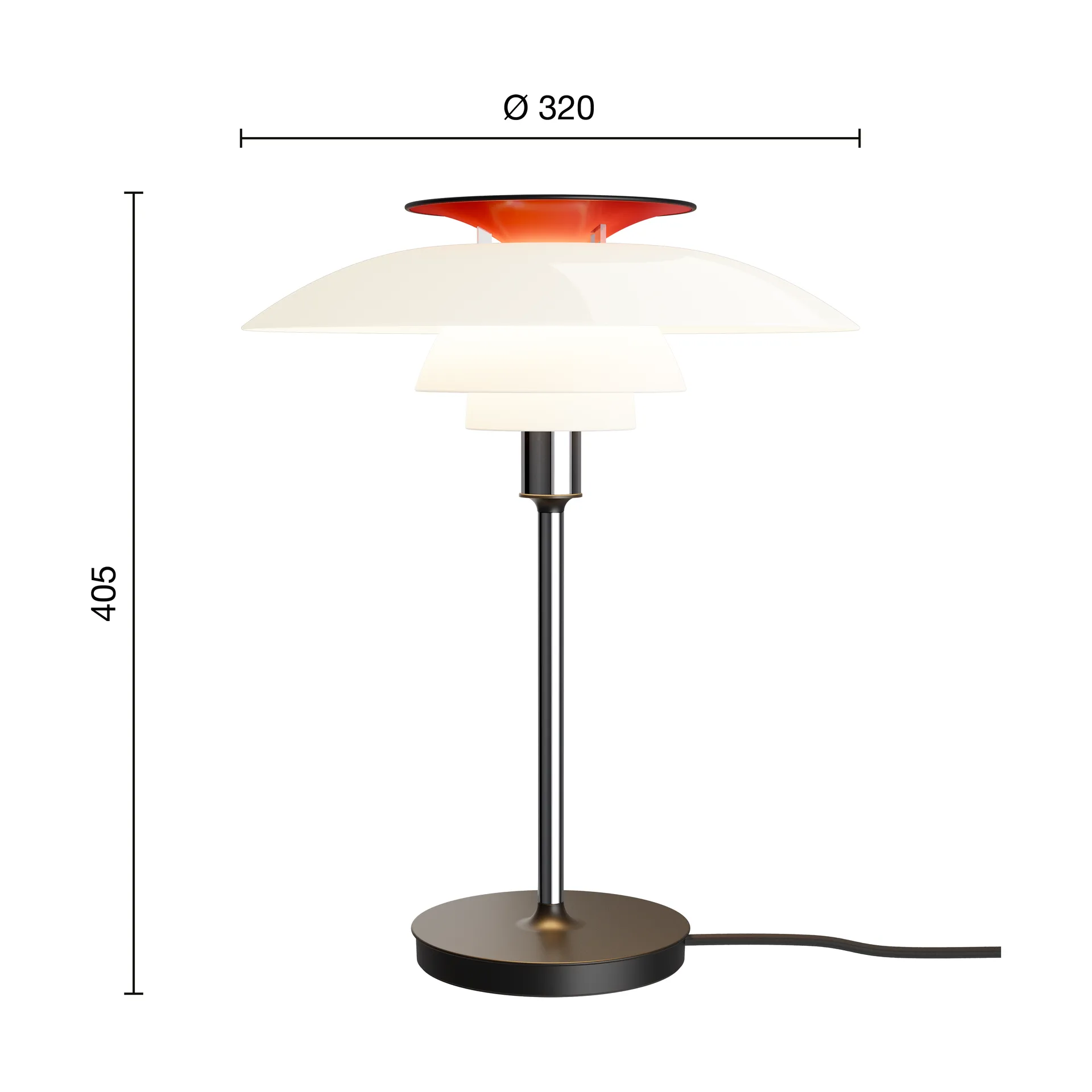 Lampe de table PH 80, Verre opalin blanc, chromé Louis Poulsen