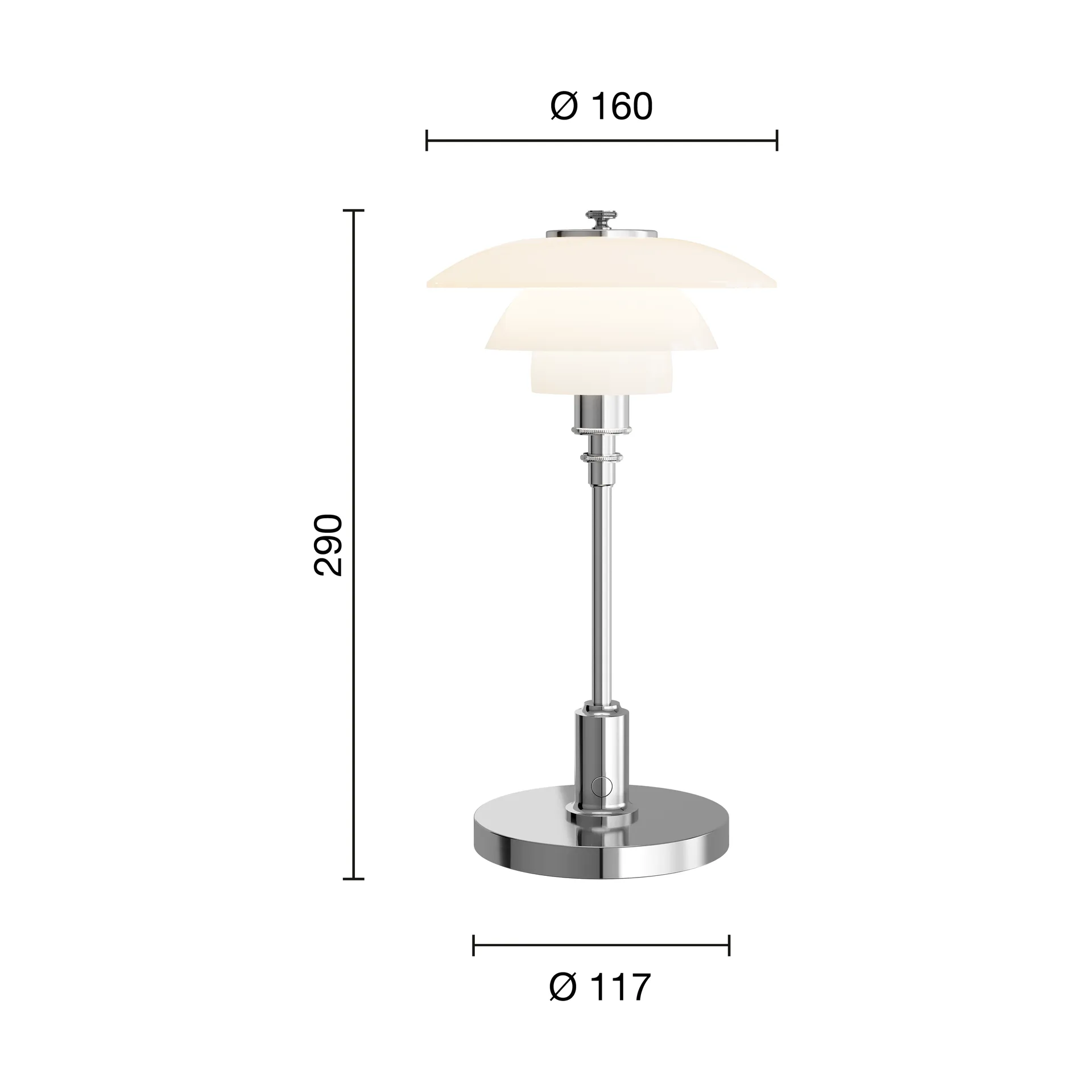 Lampe de table portable PH 1/1, Chromé Louis Poulsen