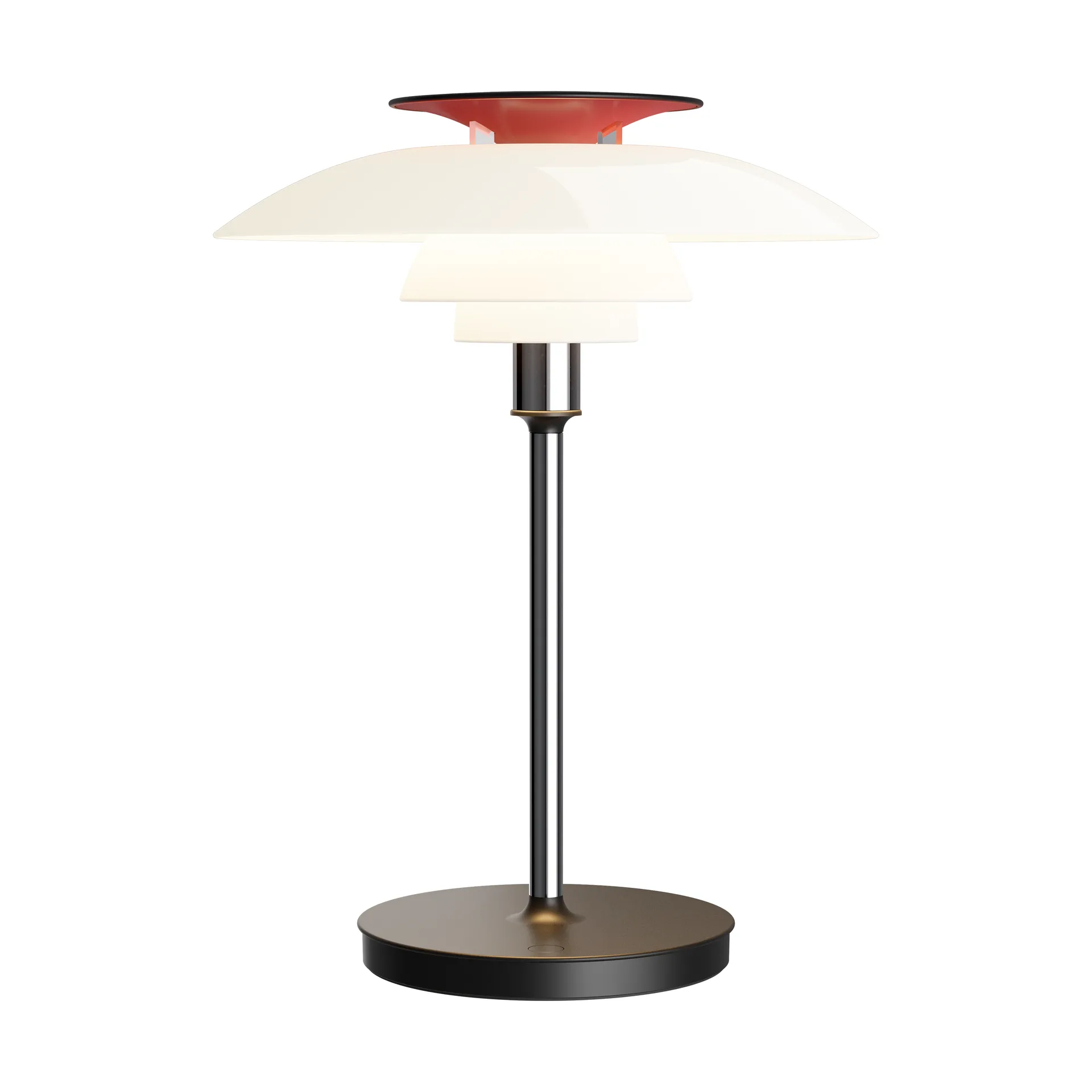 Lampe de table portable PH 80, Verre opalin blanc, chromé Louis Poulsen