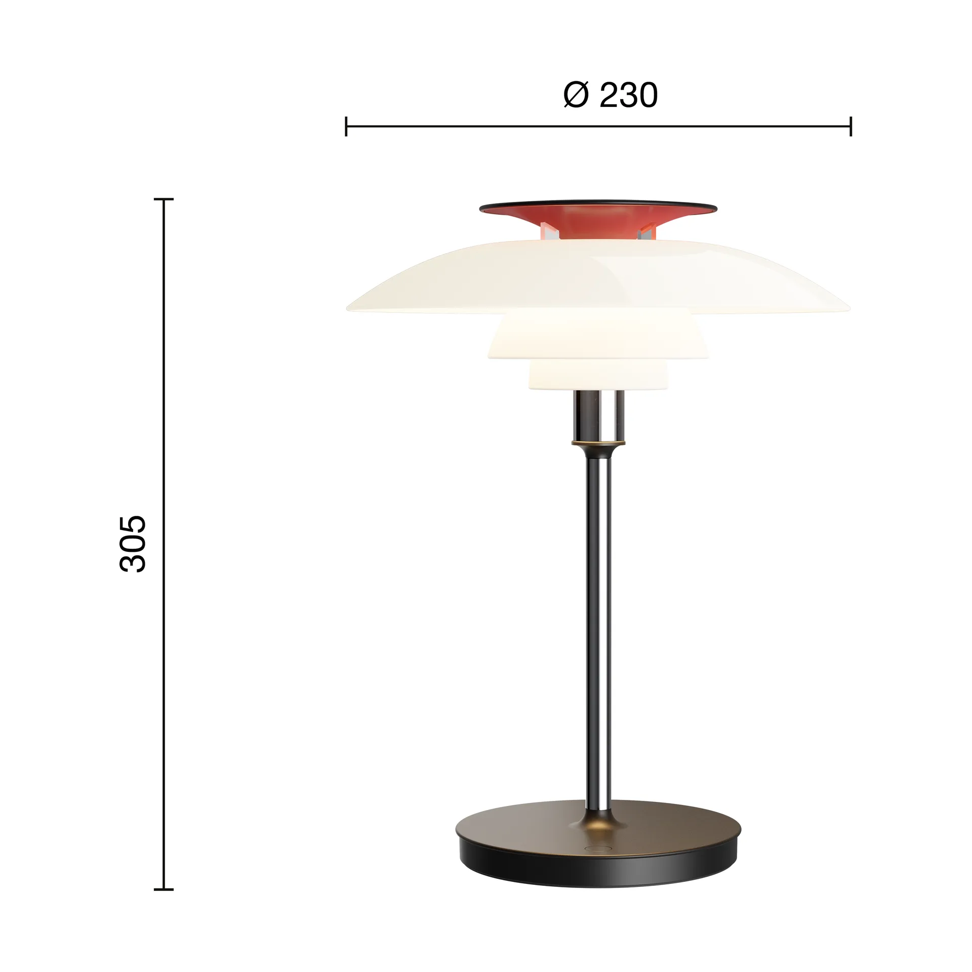 Lampe de table portable PH 80, Verre opalin blanc, chromé Louis Poulsen