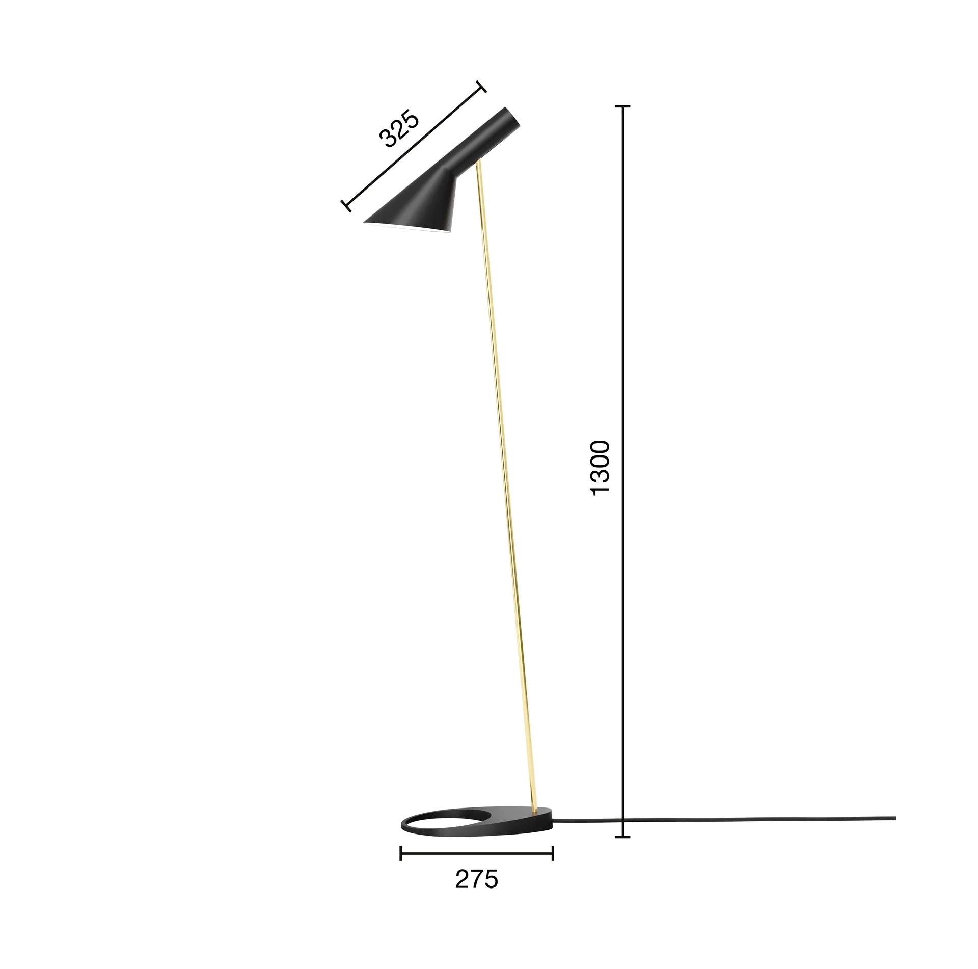 Lampe sur pied AJ, Brass-black Louis Poulsen