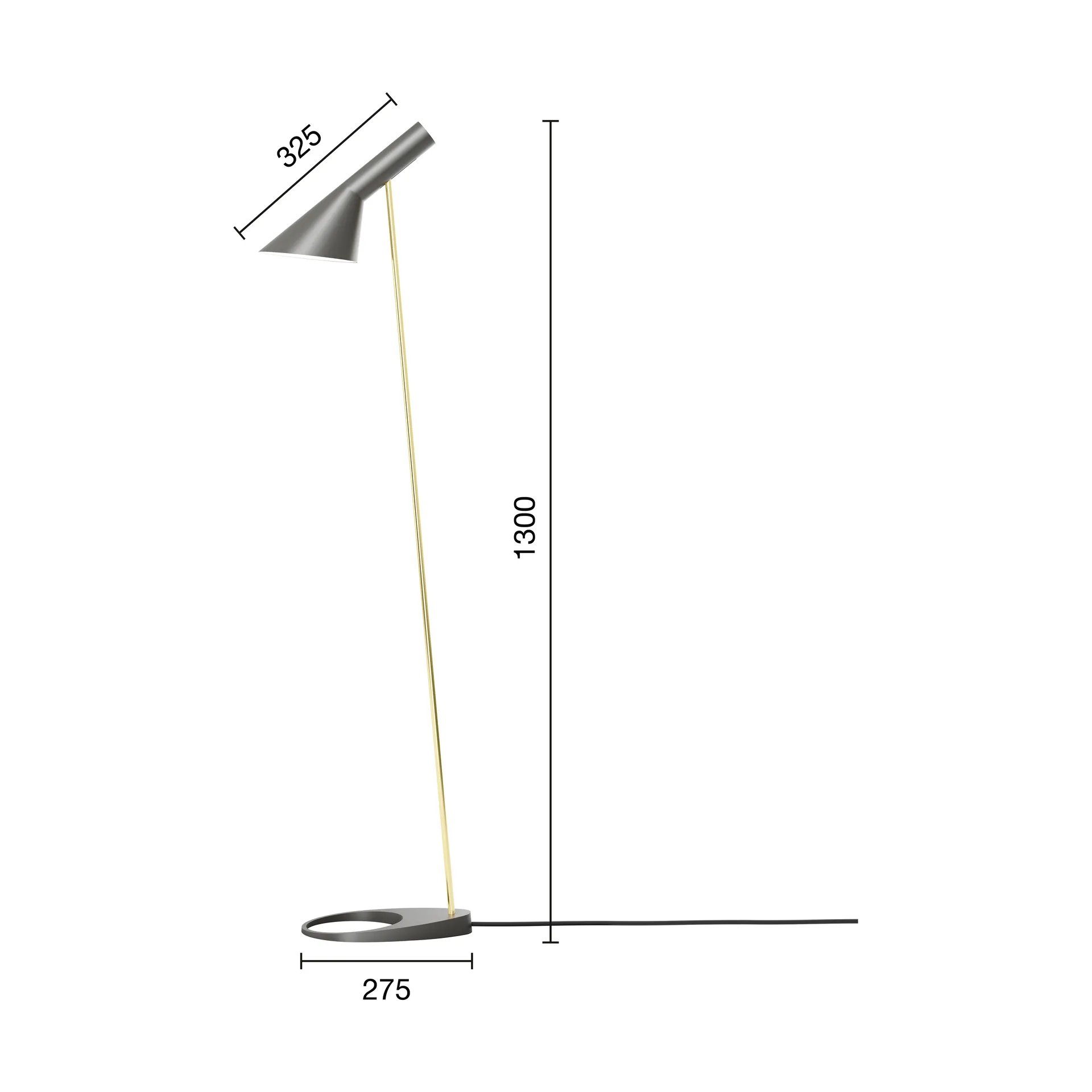 Lampe sur pied AJ, Brass-warm grey Louis Poulsen