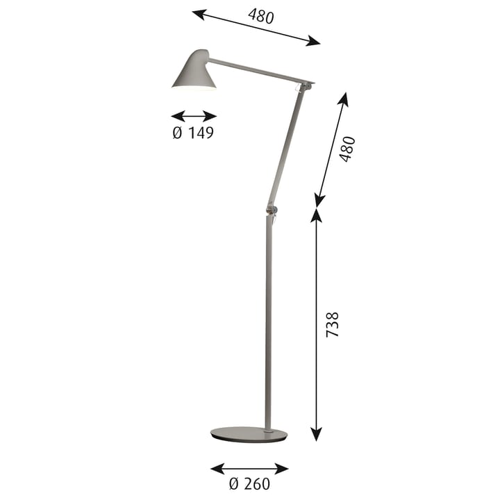 Lampe sur pied NJP - Gris clair - Louis Poulsen