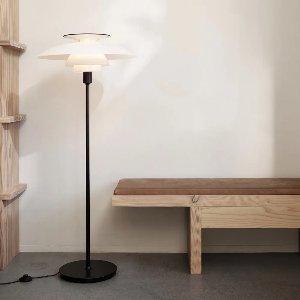 Lampe sur pied PH 80, Blanc-verre blanc opale Louis Poulsen