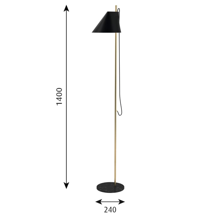 Lampe sur pied Yuh - Noir-Laiton - Louis Poulsen