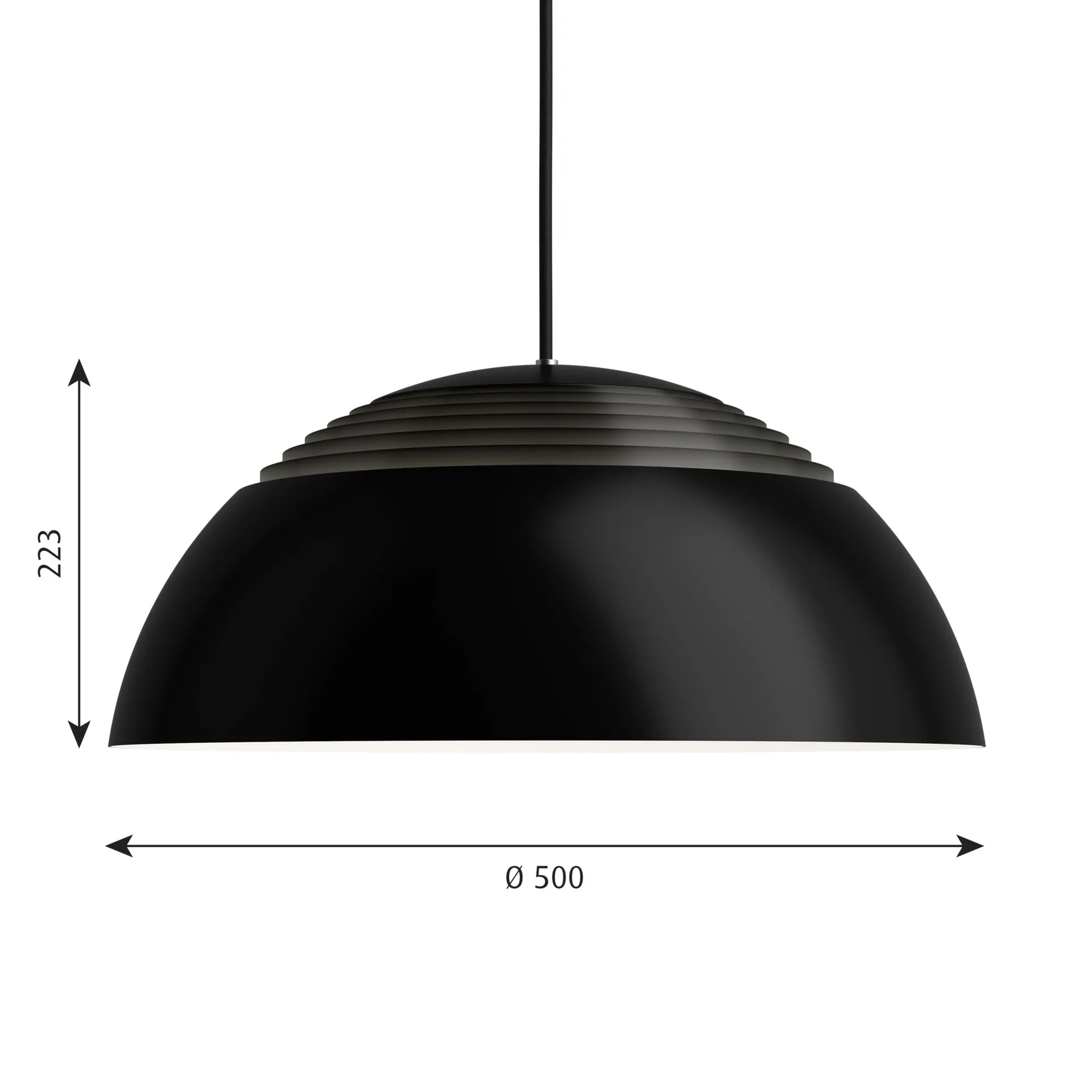 Suspension AJ Royal Ø50cm, Noir Louis Poulsen